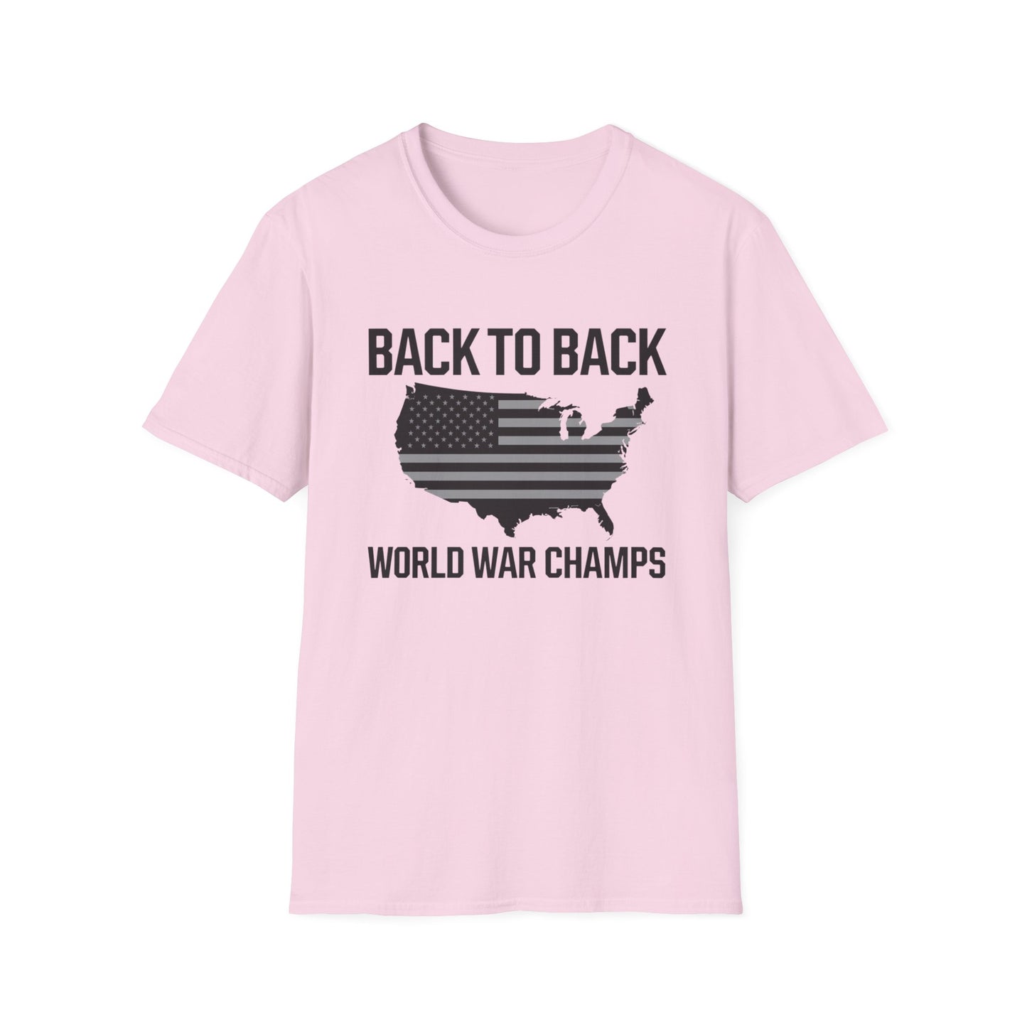 Patriotic Unisex Softstyle T-Shirt – ‘Back to Back World War Champs’