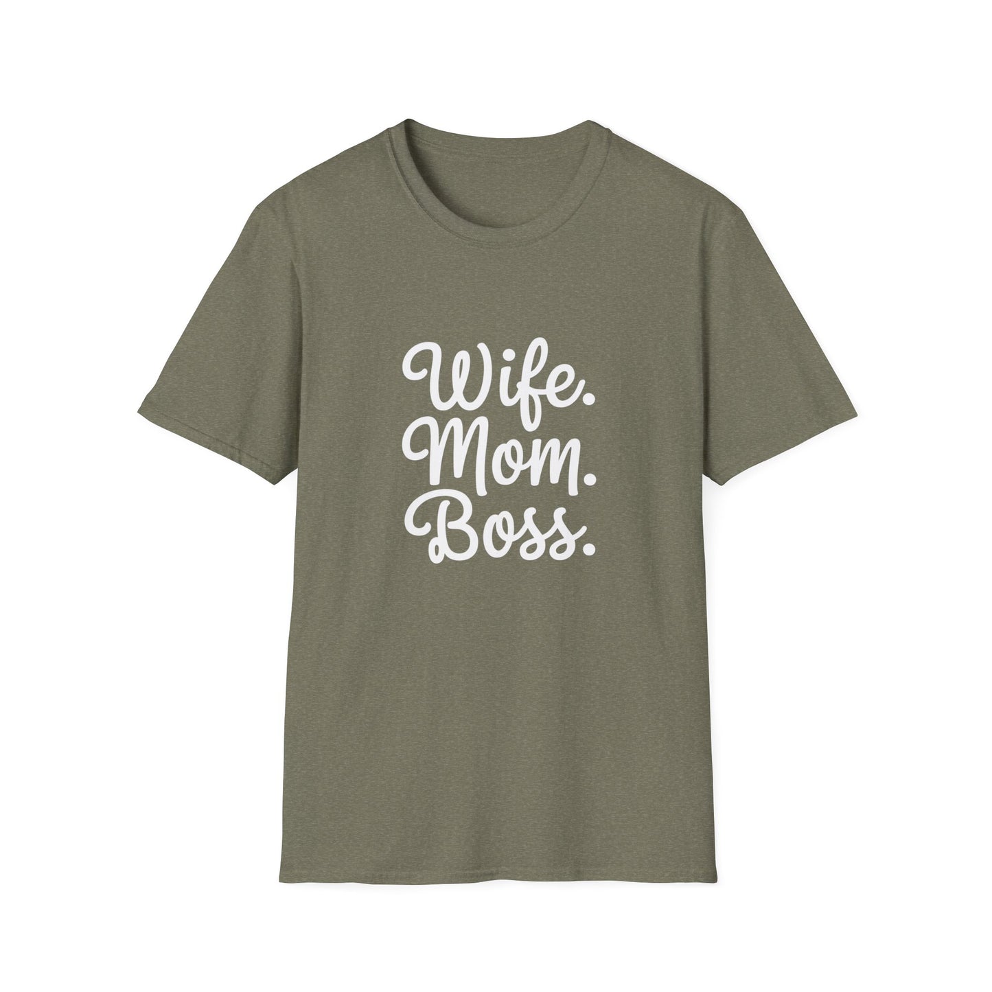 Wife Mom Boss T-Shirt | Unisex Softstyle Tee for Empowered Moms | Gift for Mother's Day, Birthday, Casual Wear, Everyday Life