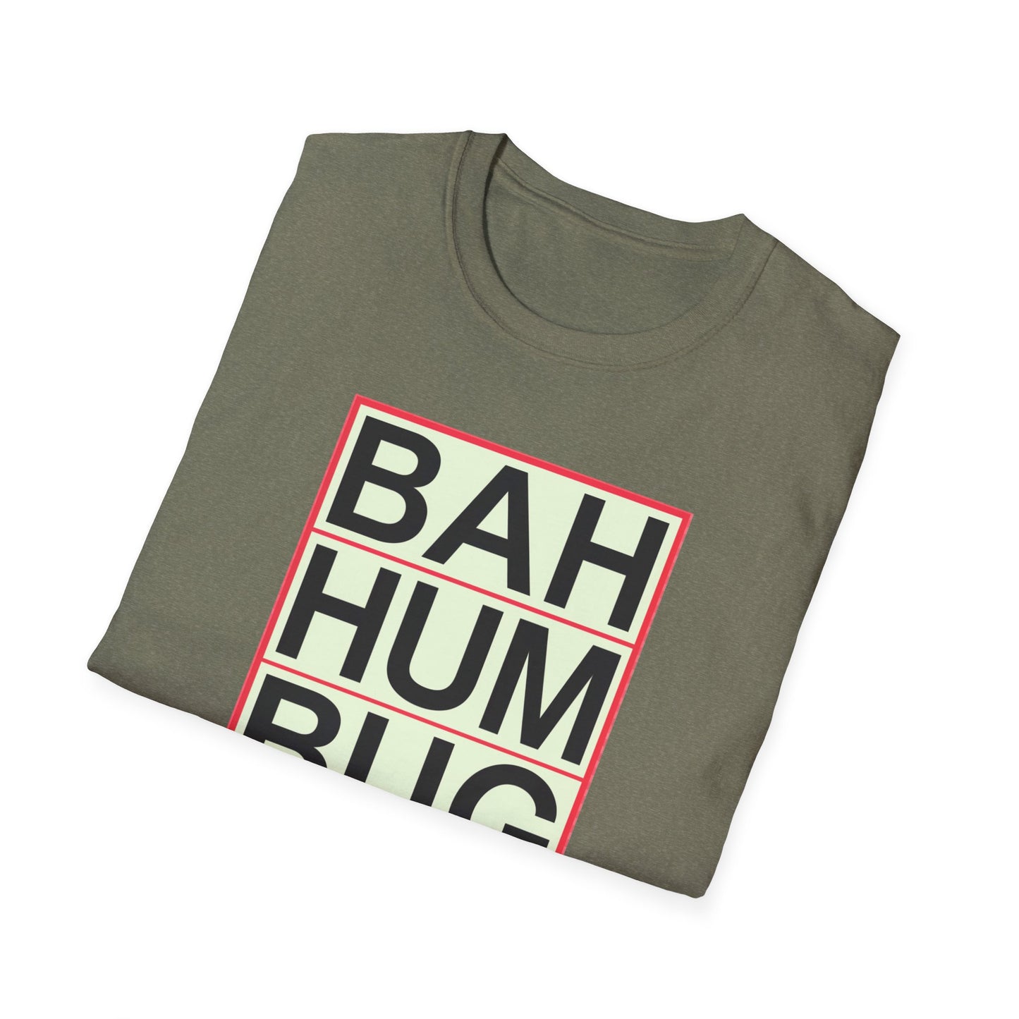 Bah Humbug Unisex Softstyle T-Shirt, Funny Christmas Shirt, Holiday Humor Tee, Gift for Grumpy Friends, Festive Casualwear