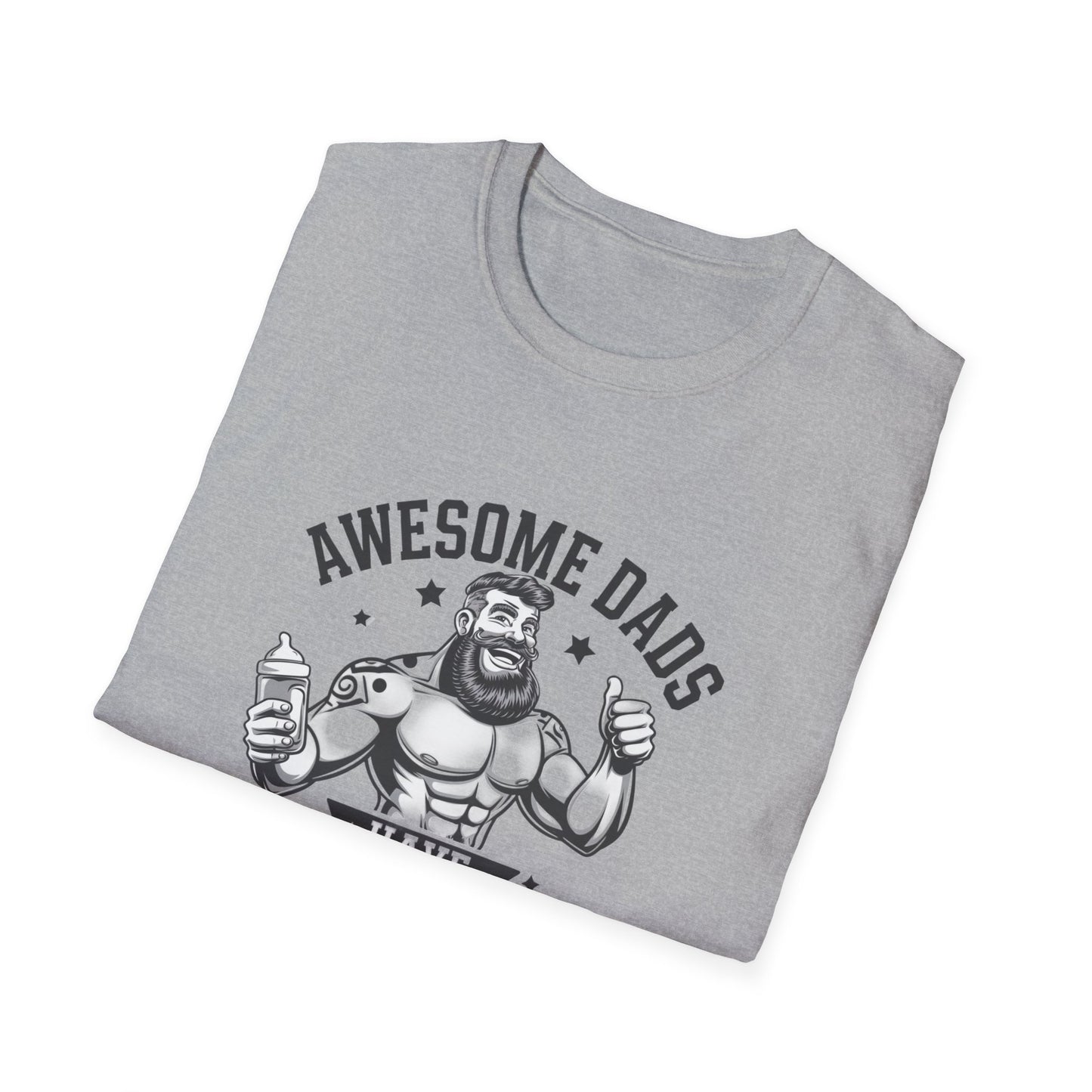 Awesome Dads Tattoo & Beard T-Shirt | Unisex Softstyle Tee Fathers Day Gift