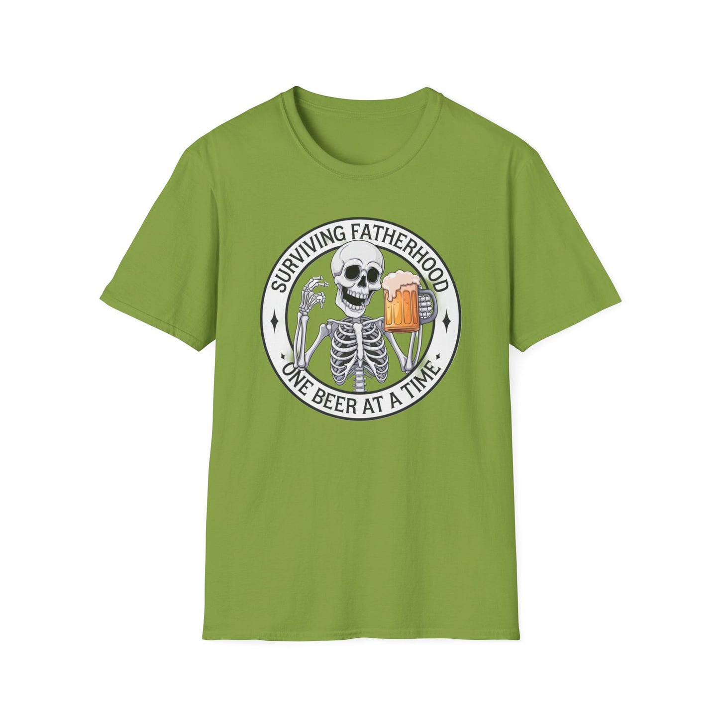 Surviving Fatherhood T-Shirt - Funny Gift for Dads, Halloween, Father's Day, Birthday, Skeleton Design