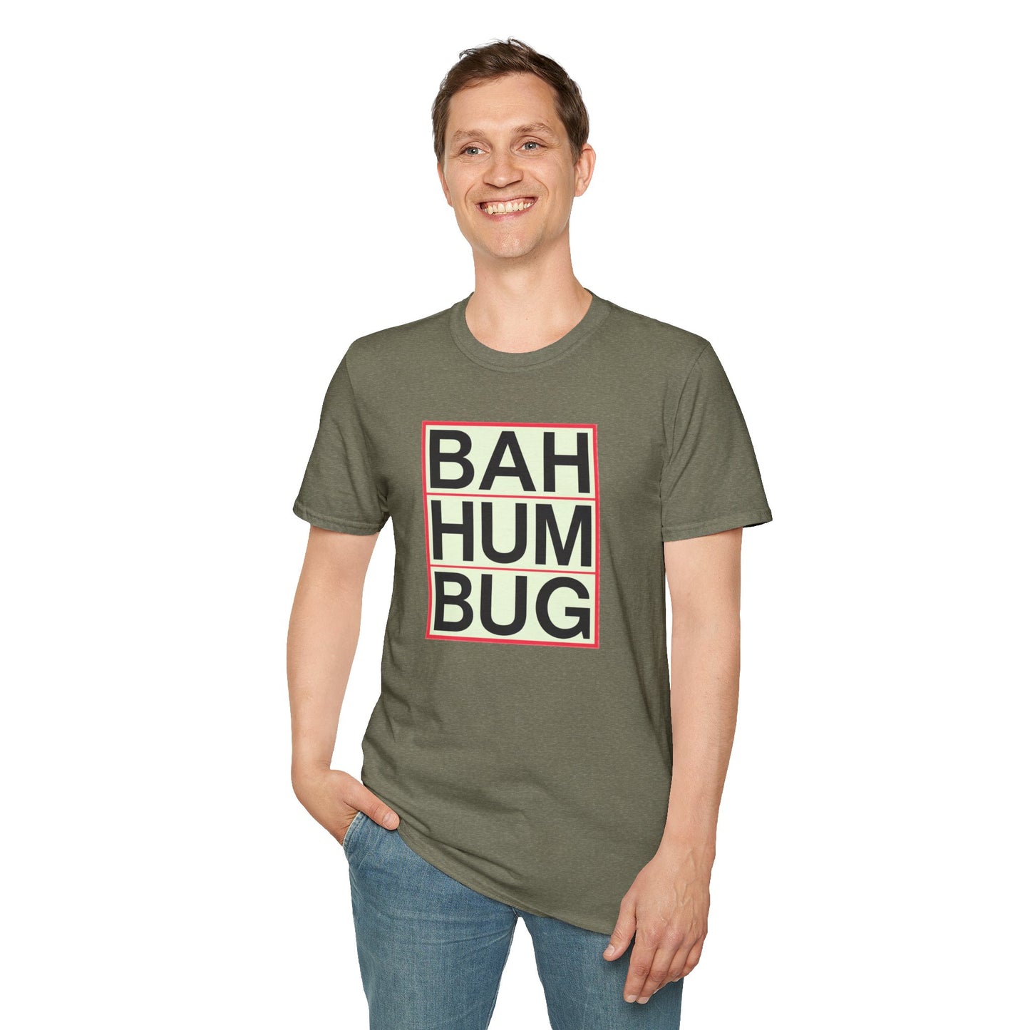 Bah Humbug Unisex Softstyle T-Shirt, Funny Christmas Shirt, Holiday Humor Tee, Gift for Grumpy Friends, Festive Casualwear