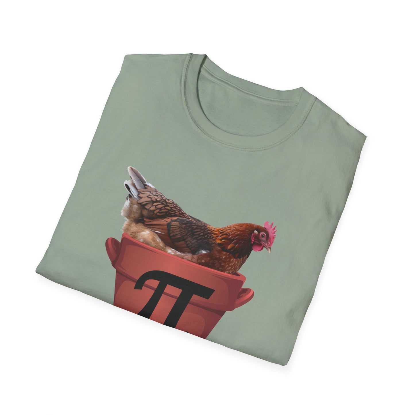 Funny Chicken Pi Unisex Softstyle T-Shirt - Quirky Math Humor Tee