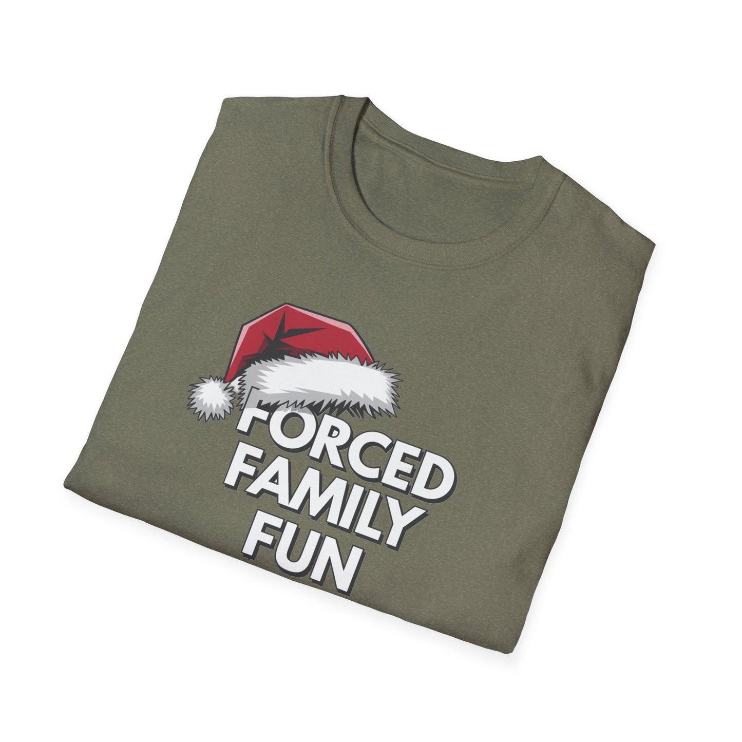 Forced Family Fun T-Shirt | Unisex Holiday Tee, Christmas Gift, Family Reunion Wear, Funny Christmas Shirt, Softstyle Tee