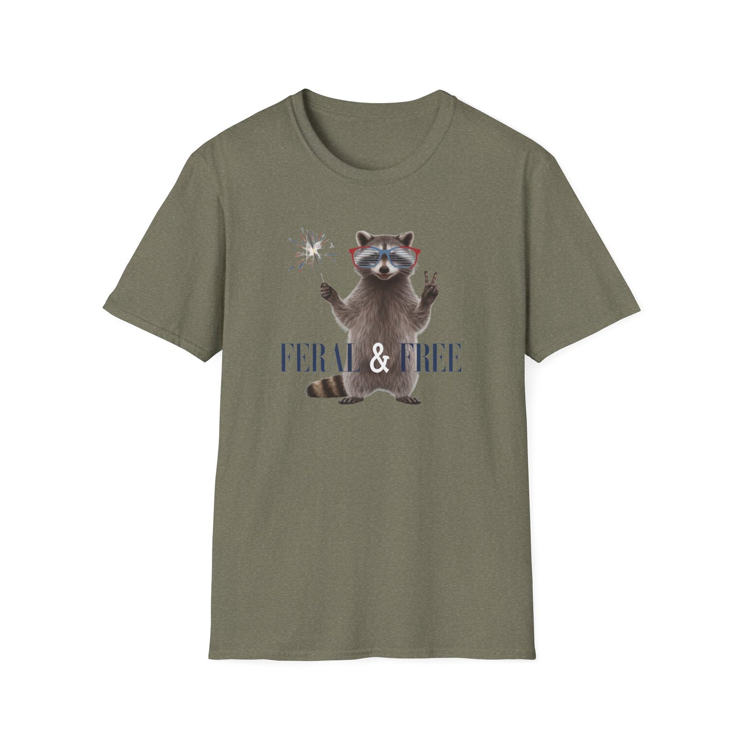 Feral & Free Raccoon Unisex Softstyle T-Shirt - Fun & Quirky Graphic Tee