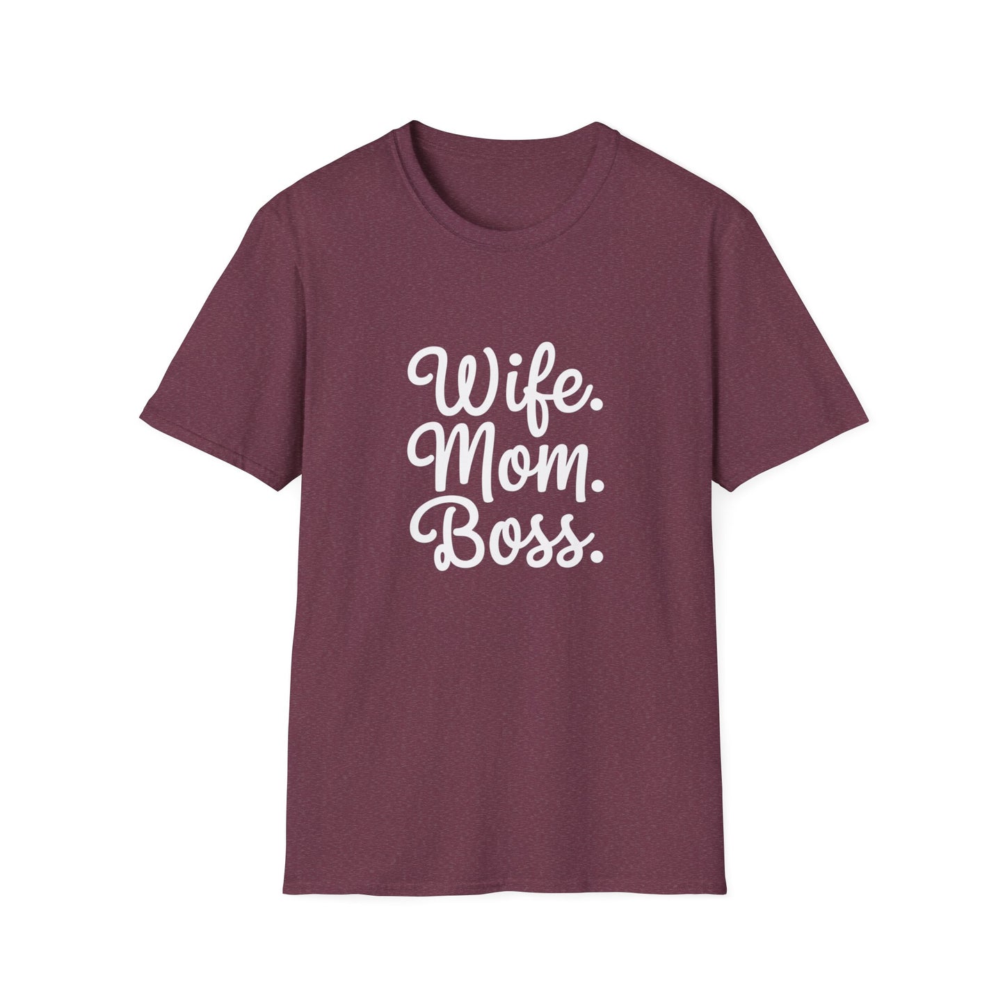 Wife Mom Boss T-Shirt | Unisex Softstyle Tee for Empowered Moms | Gift for Mother's Day, Birthday, Casual Wear, Everyday Life