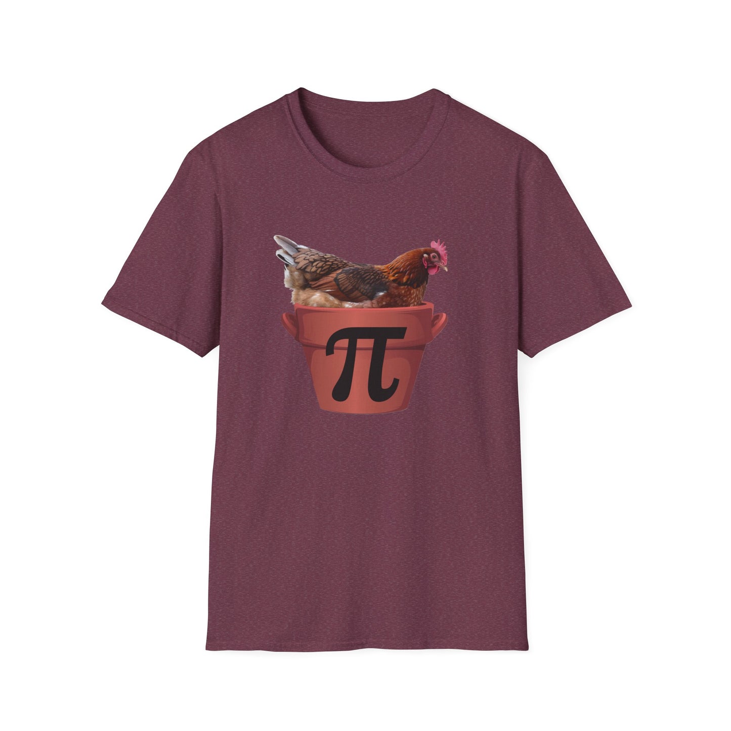 Funny Chicken Pi Unisex Softstyle T-Shirt - Quirky Math Humor Tee