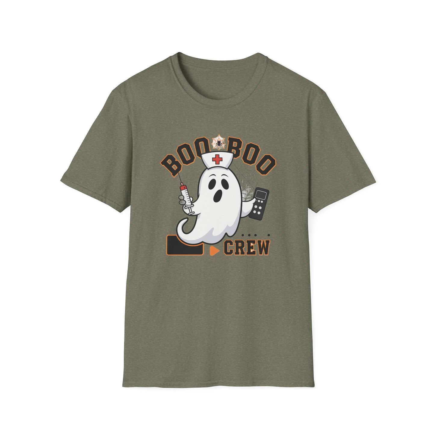 Boo Boo Crew T-Shirt, Softstyle Tee for Halloween, Ghost Nurse Shirt, Fun Family Costume Top, Spooky Comedy Dress-Up