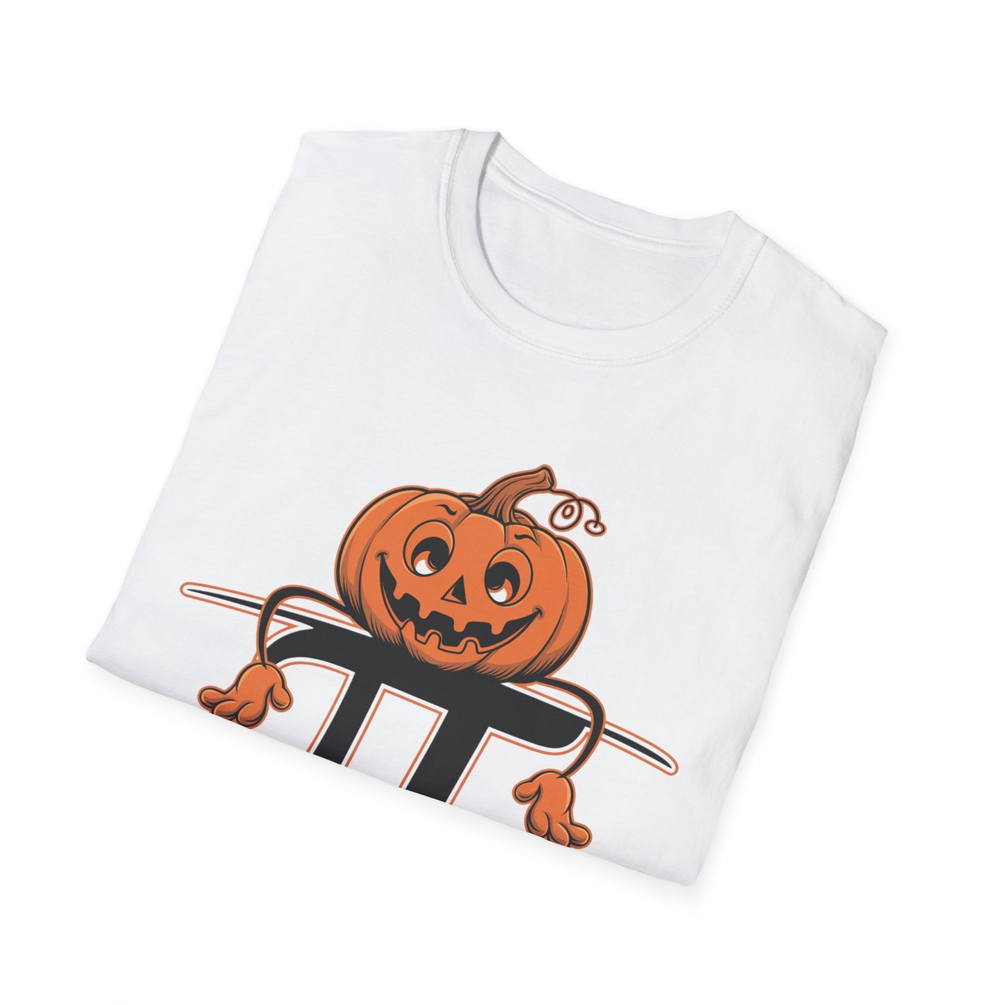 Funny Pumpkin Pi Unisex Softstyle T-Shirt - Halloween Tee, Math Lover Shirt, Fall Apparel, Seasonal Gift, Casual Outfit