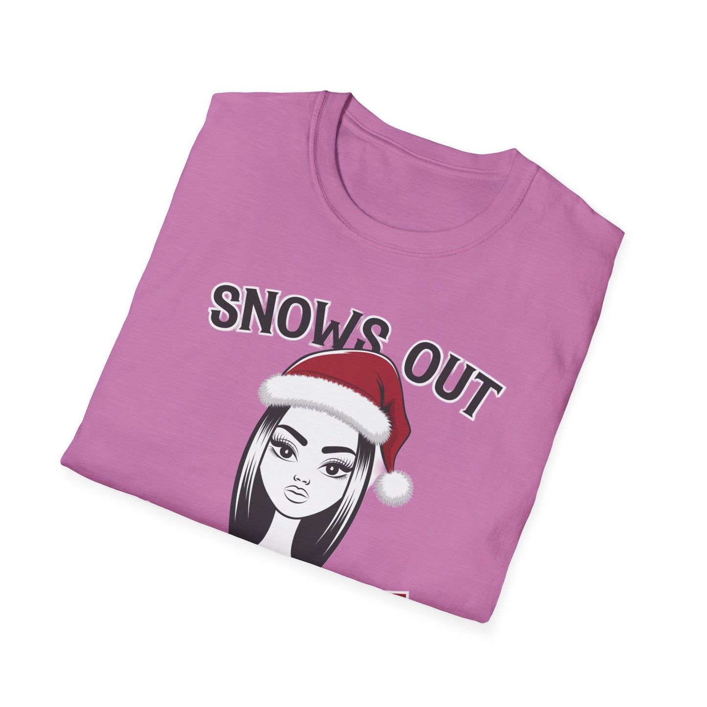 Unisex Holiday T-Shirt - "Snows Out, Hoes Out" - Funny Christmas Top, Winter Party Apparel, Gift for Friends, Casual Wear