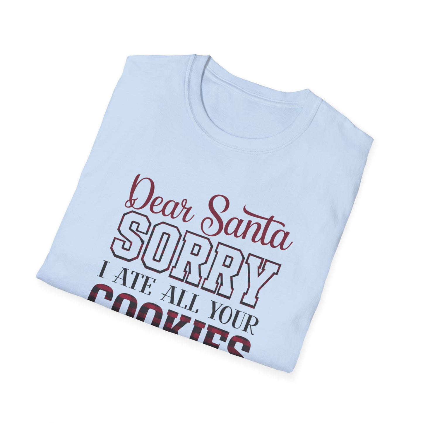 Funny Christmas T-Shirt, Unisex Softstyle Tee, Holiday Humor Gift, Santa Cookie Tee, Fun Gift for Him or Her, Seasonal Wear