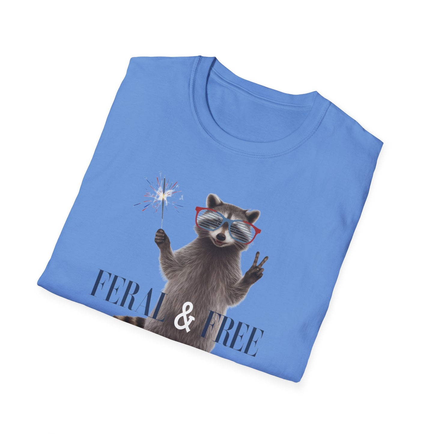 Feral & Free Raccoon Unisex Softstyle T-Shirt - Fun & Quirky Graphic Tee