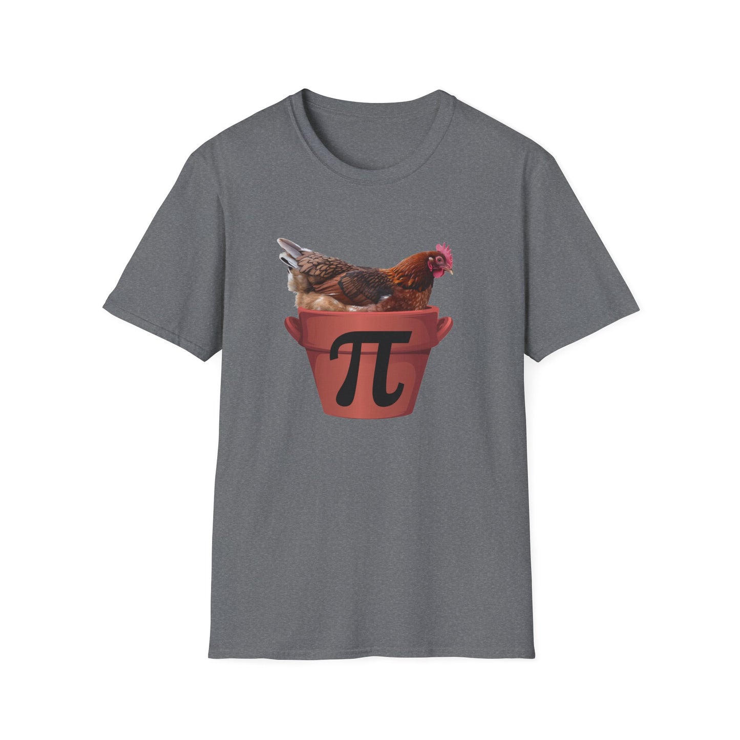 Funny Chicken Pi Unisex Softstyle T-Shirt - Quirky Math Humor Tee