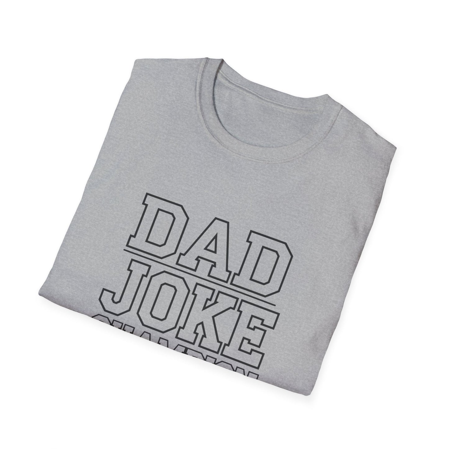 Dad Joke Champion Unisex Softstyle T-Shirt - Perfect Gift for Fathers' Day, Family Gatherings and Fun Occasions