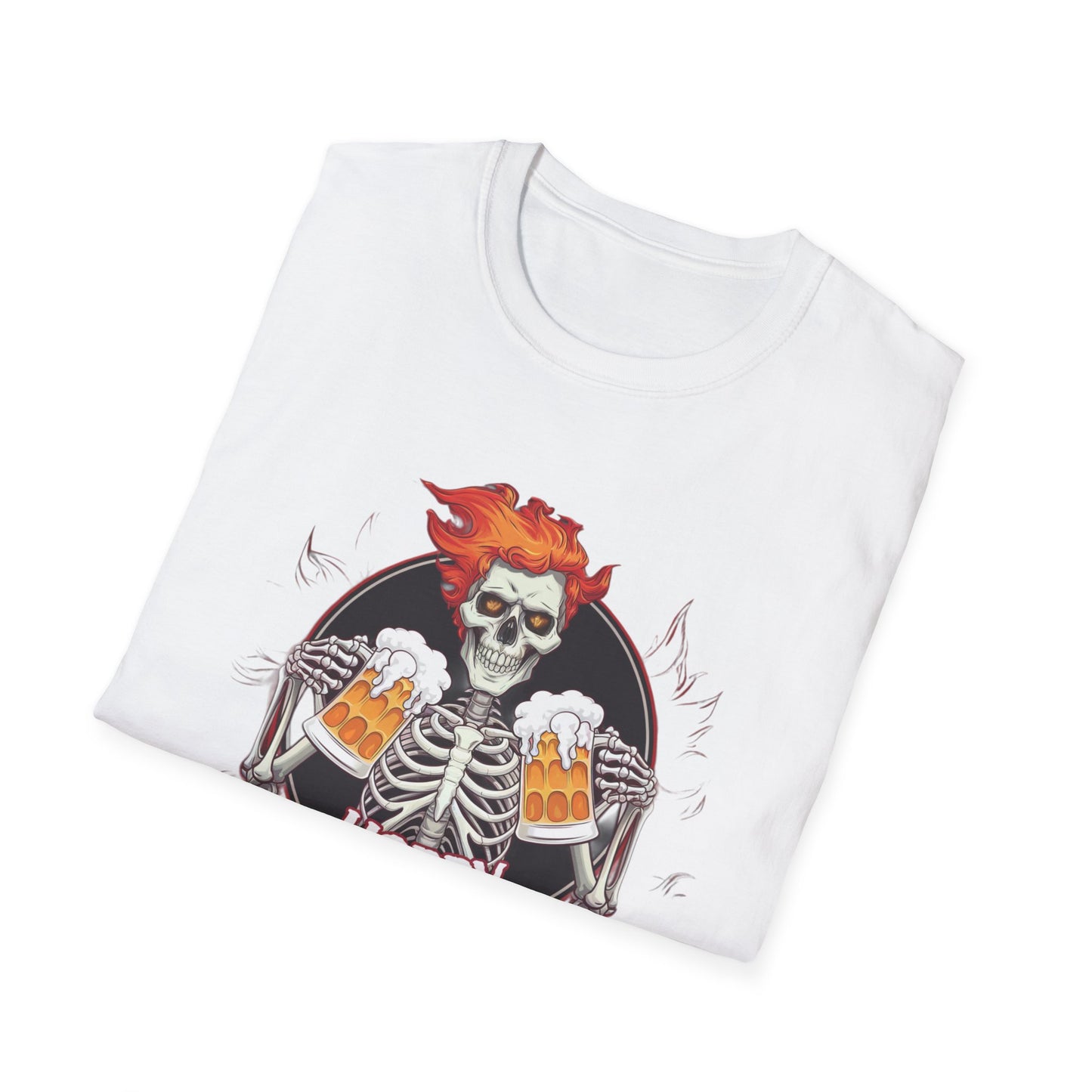 Halloween Skeleton T-Shirt, Unisex Softstyle Tee, Spooky Party Shirt, Halloween Costume Top, Gift for Halloween Lovers