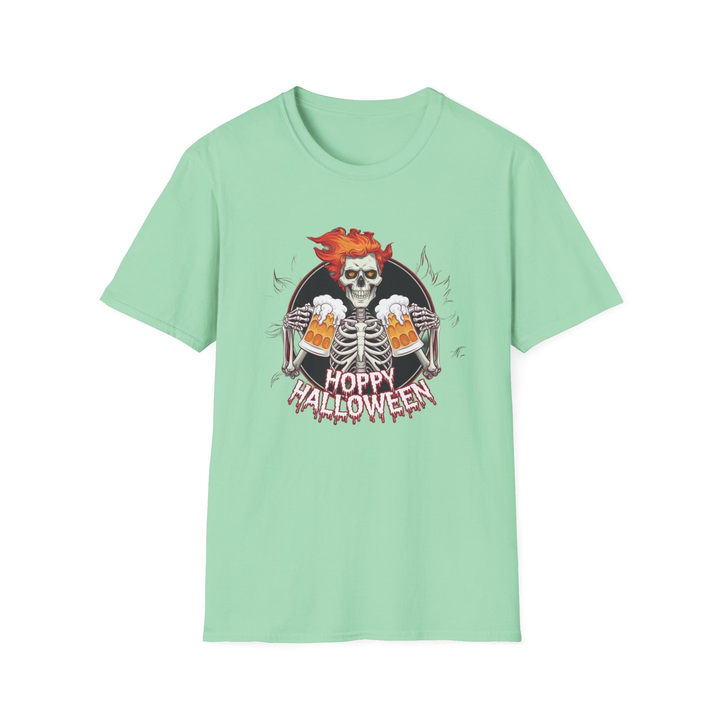 Halloween Skeleton T-Shirt, Unisex Softstyle Tee, Spooky Party Shirt, Halloween Costume Top, Gift for Halloween Lovers
