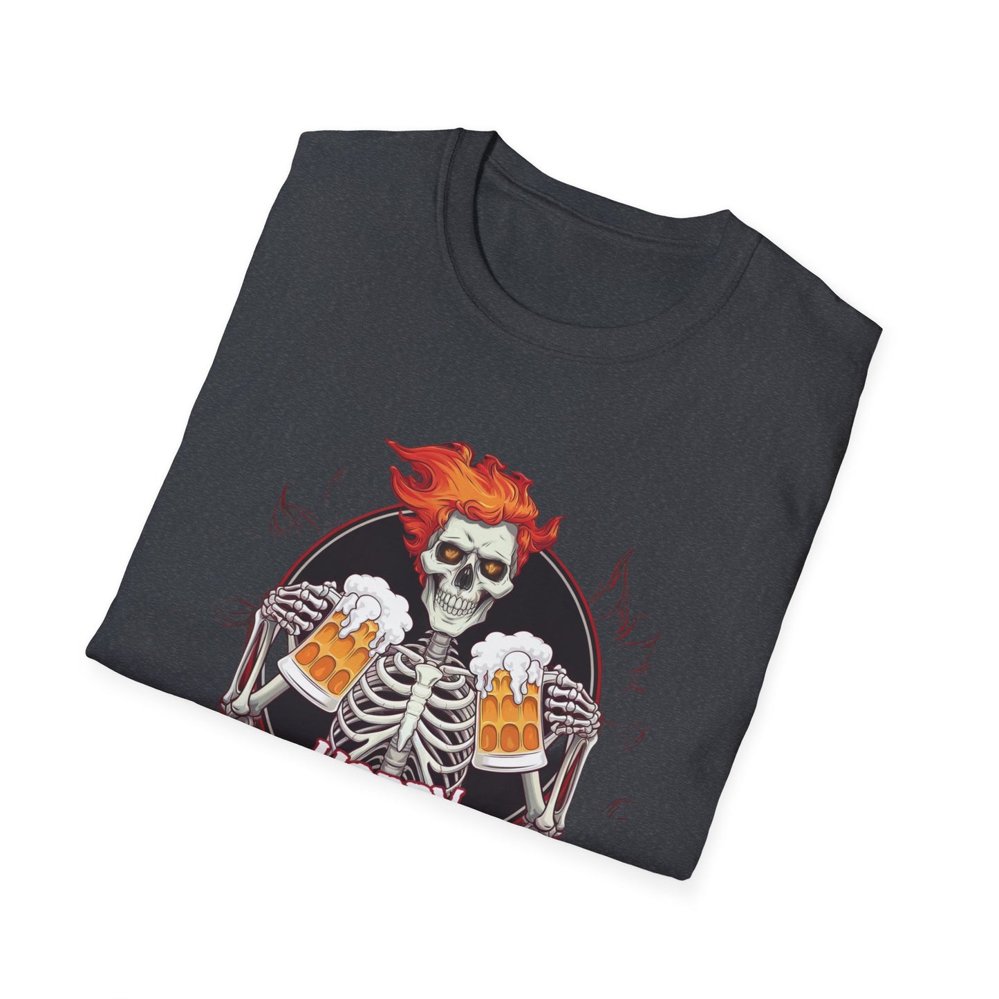 Halloween Skeleton T-Shirt, Unisex Softstyle Tee, Spooky Party Shirt, Halloween Costume Top, Gift for Halloween Lovers