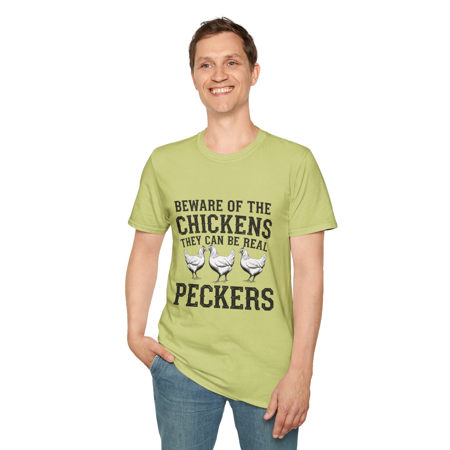 Funny Chicken T-Shirt - Beware of the Peckers