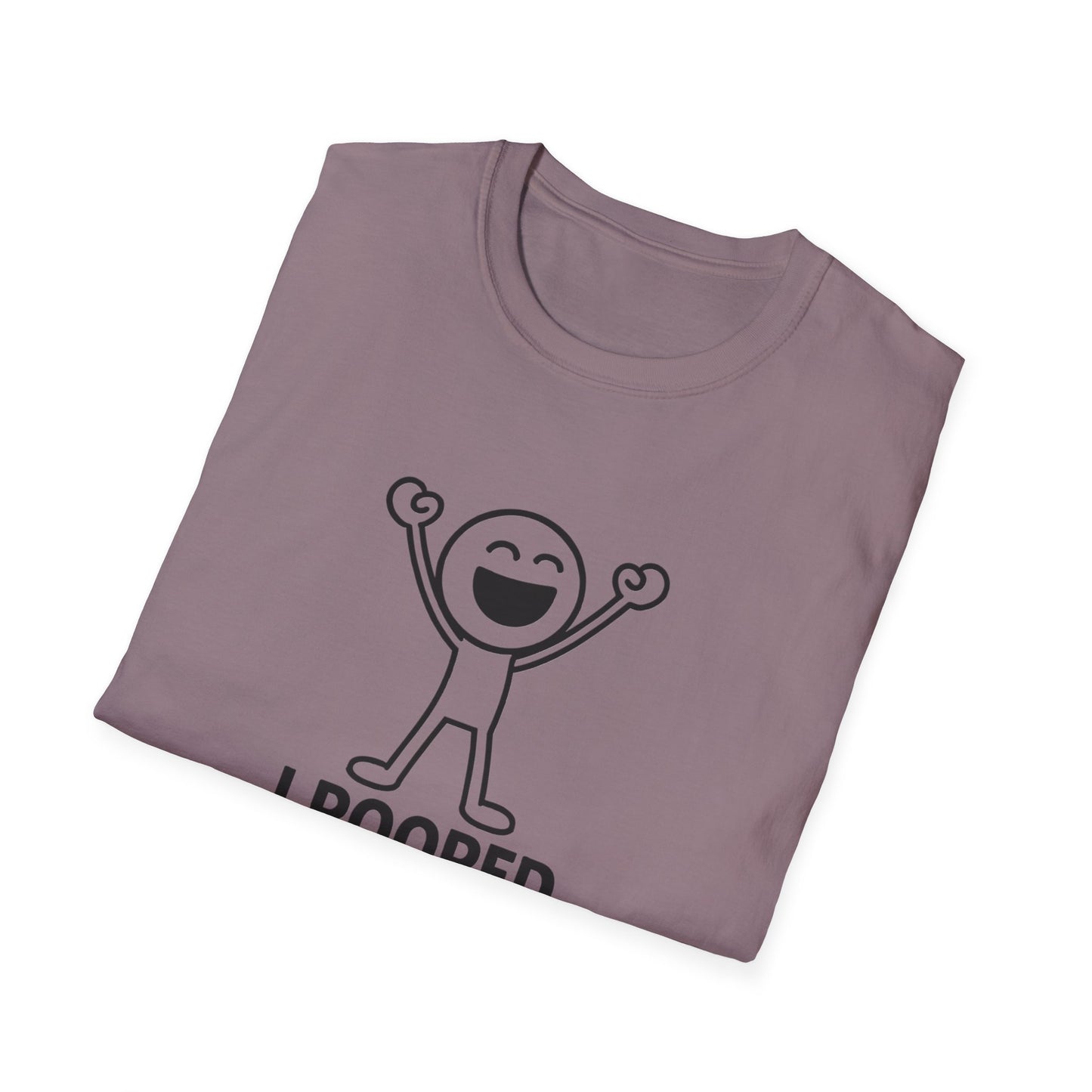 Funny Unisex Softstyle T-Shirt - "I Pooped Today!" Playful Humor Tee for Kids and Adults