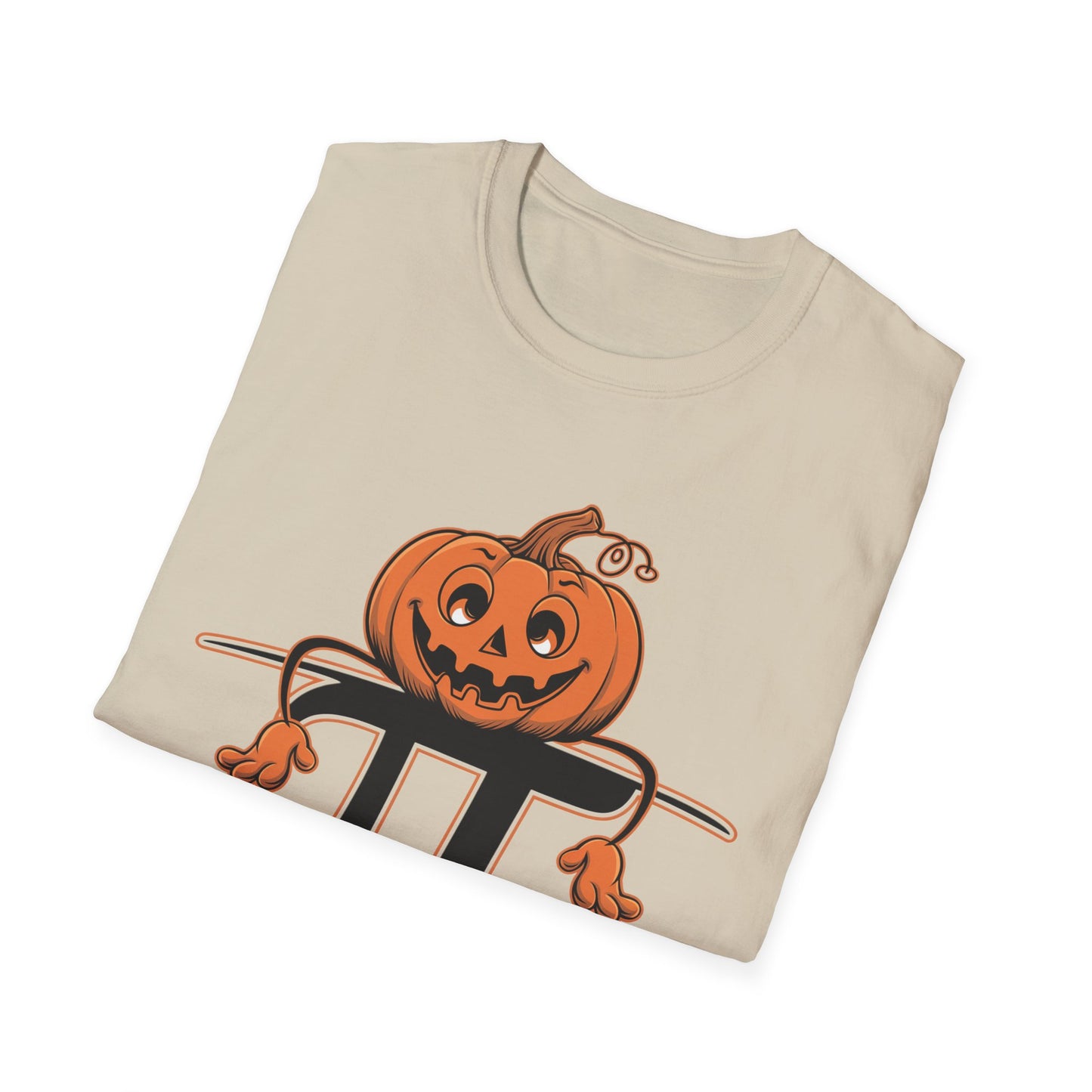 Funny Pumpkin Pi Unisex Softstyle T-Shirt - Halloween Tee, Math Lover Shirt, Fall Apparel, Seasonal Gift, Casual Outfit