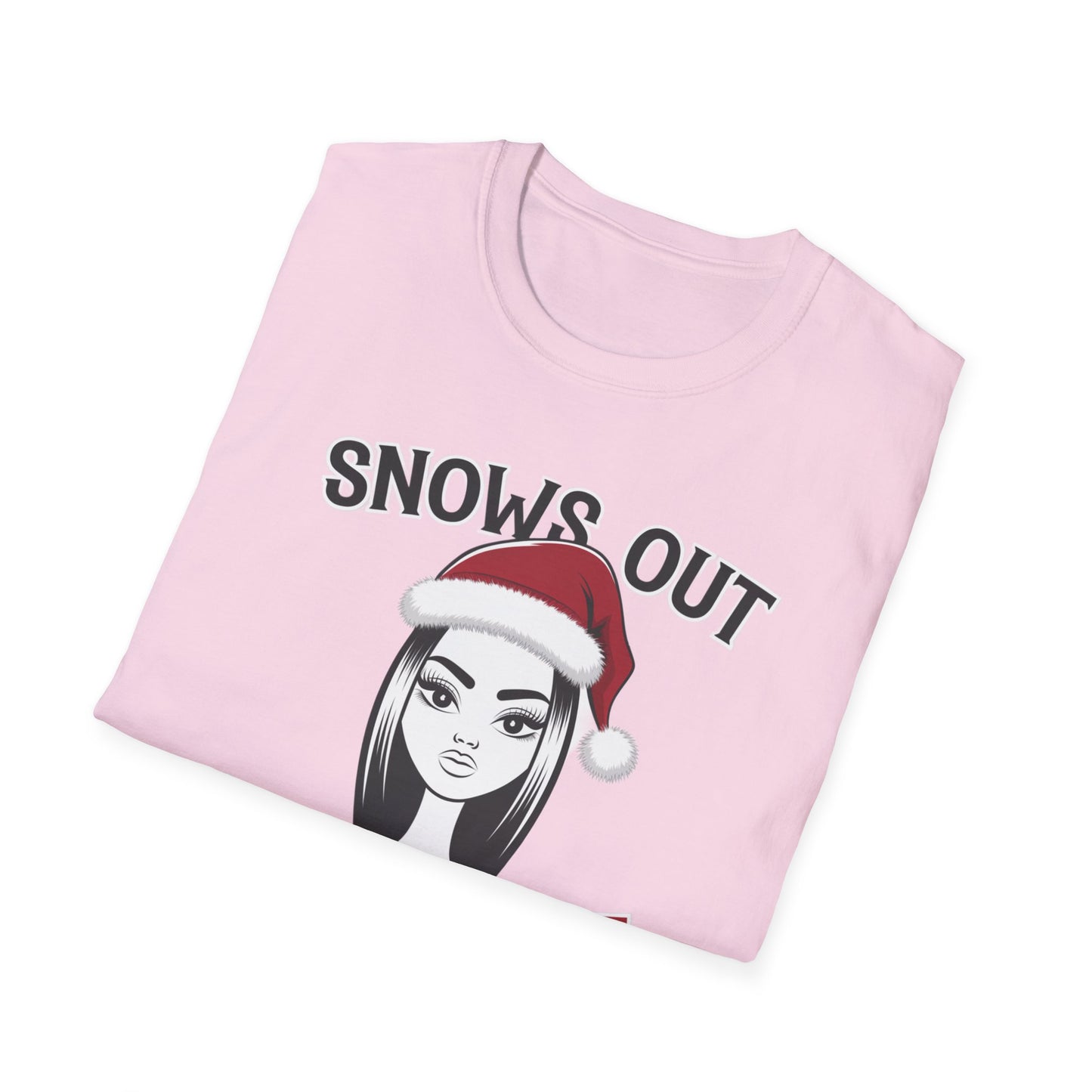 Unisex Holiday T-Shirt - "Snows Out, Hoes Out" - Funny Christmas Top, Winter Party Apparel, Gift for Friends, Casual Wear