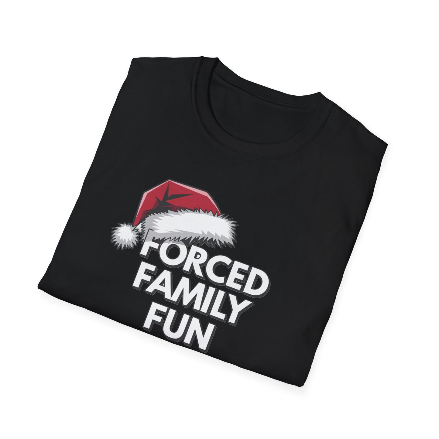 Forced Family Fun T-Shirt | Unisex Holiday Tee, Christmas Gift, Family Reunion Wear, Funny Christmas Shirt, Softstyle Tee