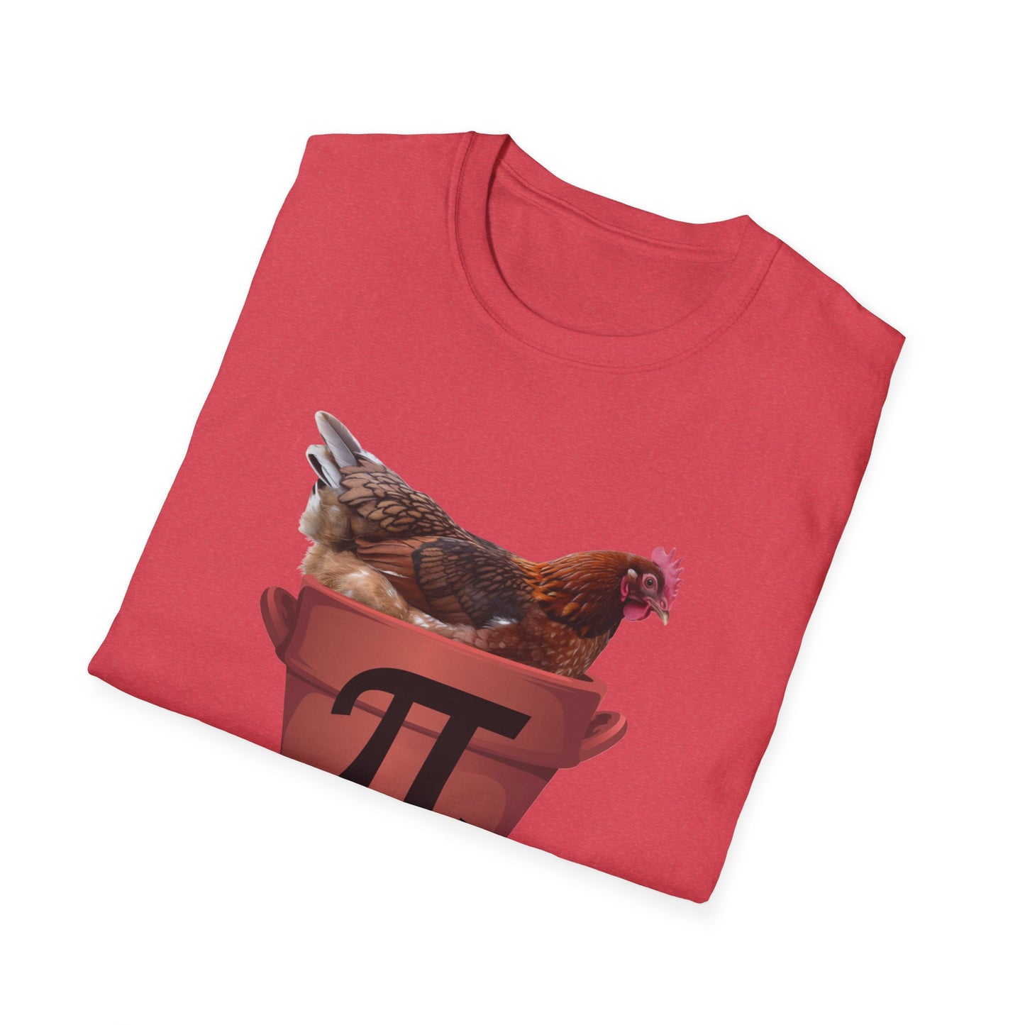 Funny Chicken Pi Unisex Softstyle T-Shirt - Quirky Math Humor Tee
