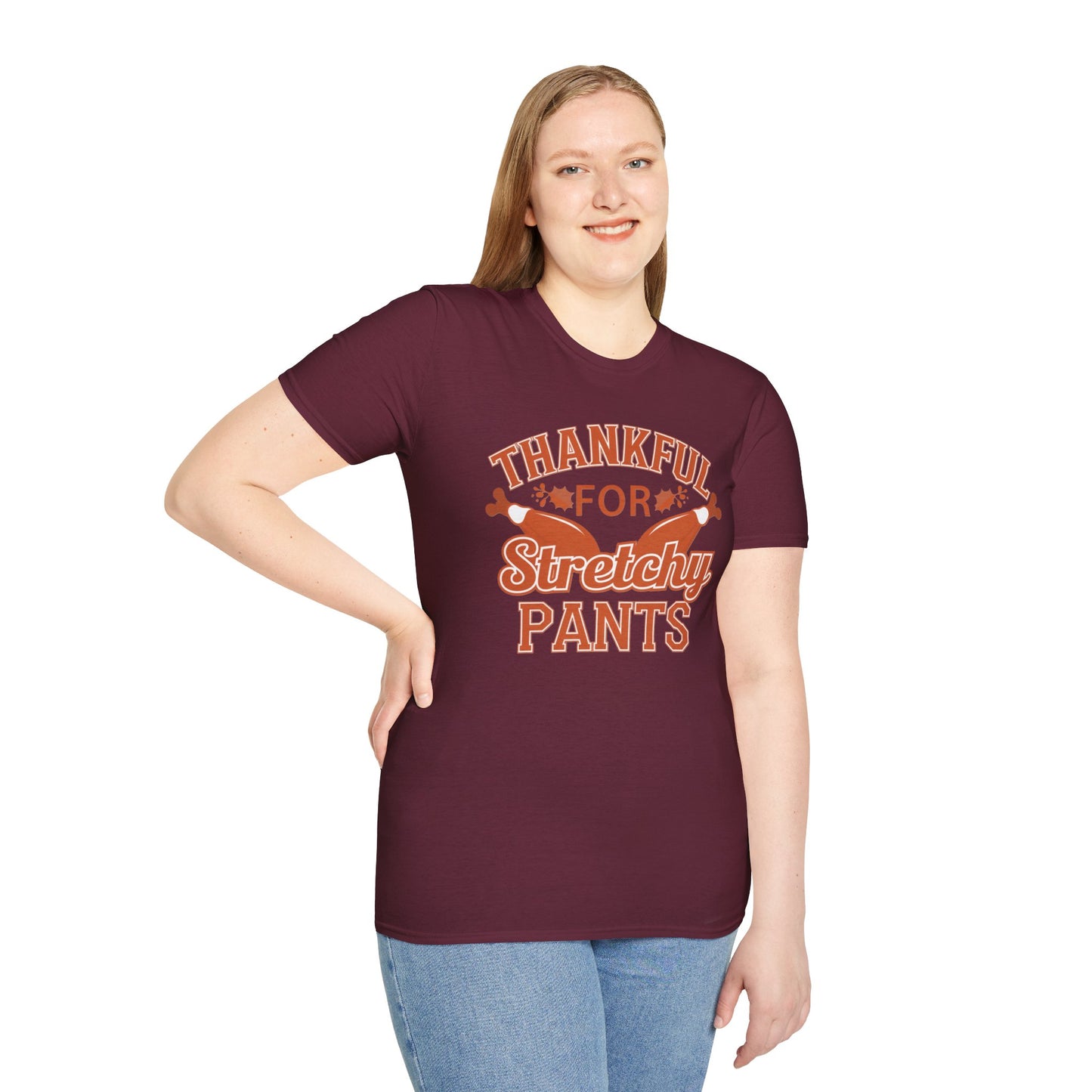 Thankful for Stretchy Pants Unisex Softstyle T-Shirt - Perfect for Thanksgiving & Casual Outings