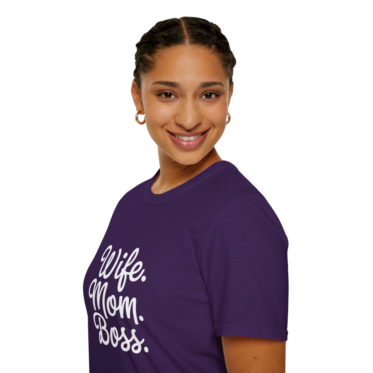 Wife Mom Boss T-Shirt | Unisex Softstyle Tee for Empowered Moms | Gift for Mother's Day, Birthday, Casual Wear, Everyday Life