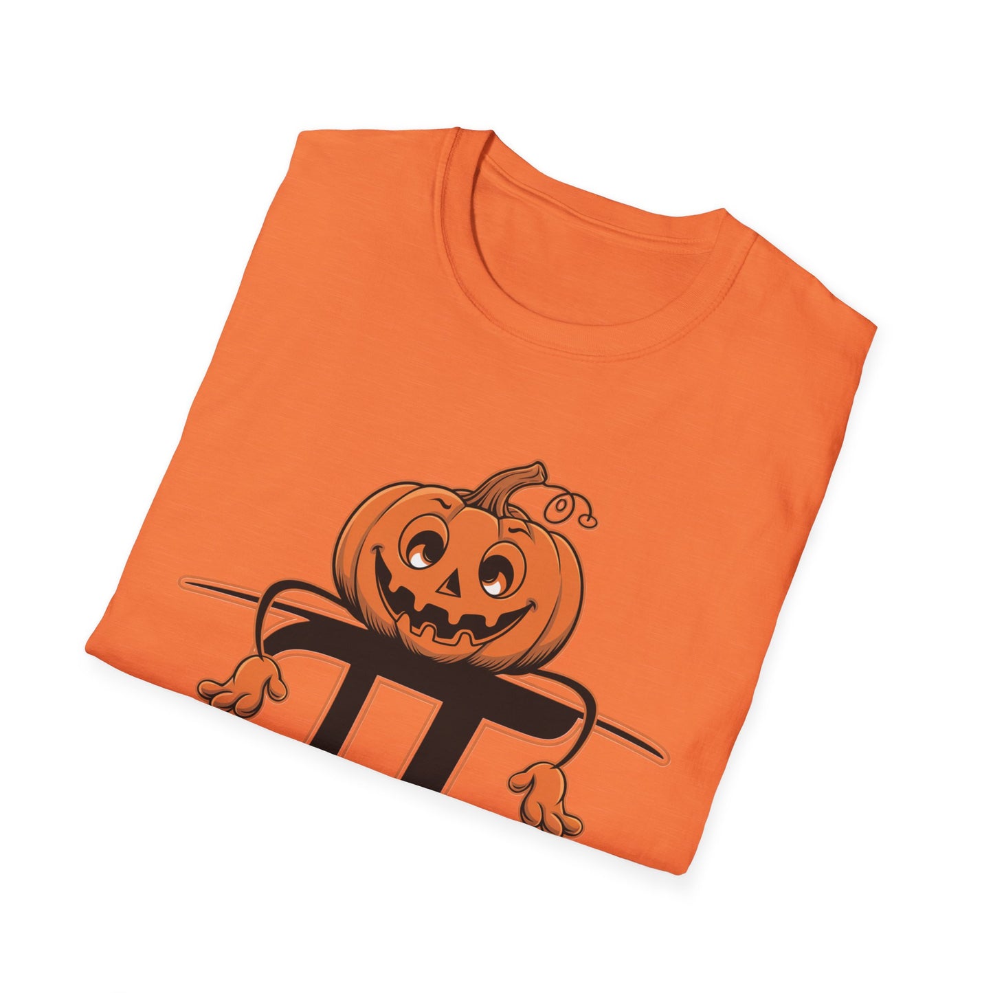 Funny Pumpkin Pi Unisex Softstyle T-Shirt - Halloween Tee, Math Lover Shirt, Fall Apparel, Seasonal Gift, Casual Outfit