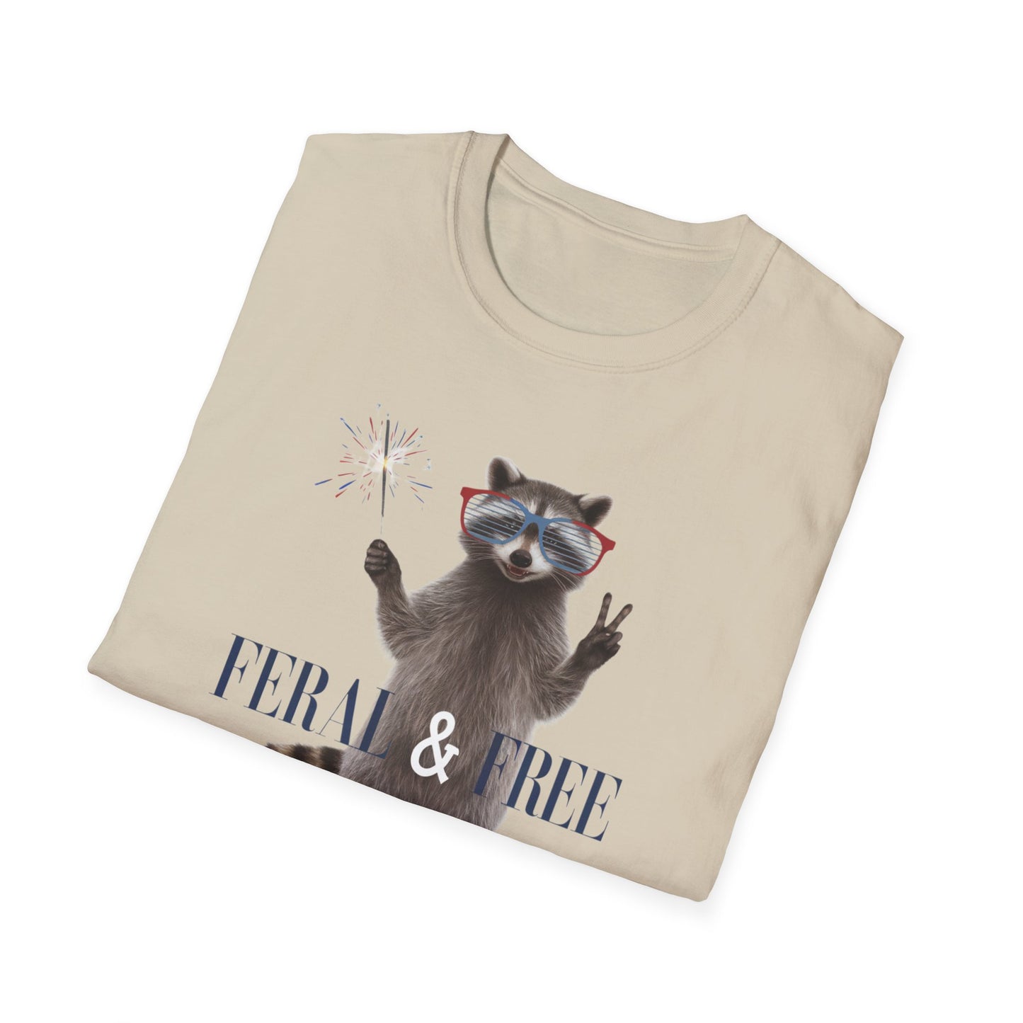 Feral & Free Raccoon Unisex Softstyle T-Shirt - Fun & Quirky Graphic Tee