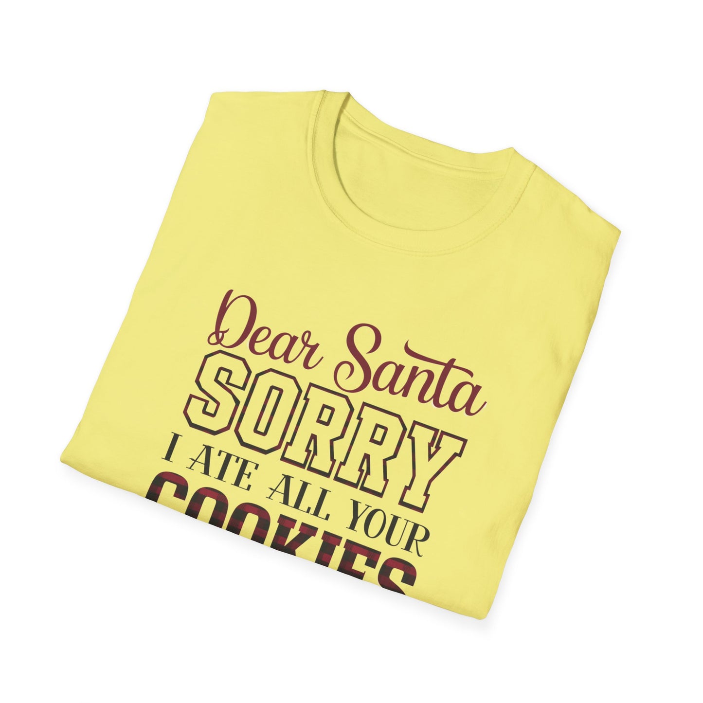 Funny Christmas T-Shirt, Unisex Softstyle Tee, Holiday Humor Gift, Santa Cookie Tee, Fun Gift for Him or Her, Seasonal Wear