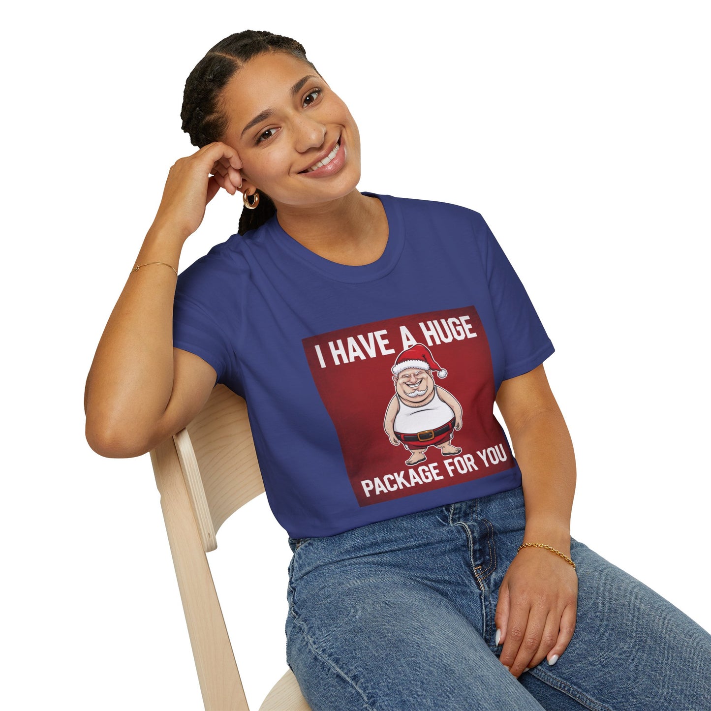 Festive Humor Unisex Softstyle T-Shirt, Funny Christmas Gift, Holiday Apparel, Santa Graphic Tee, Gifts for Him and Her