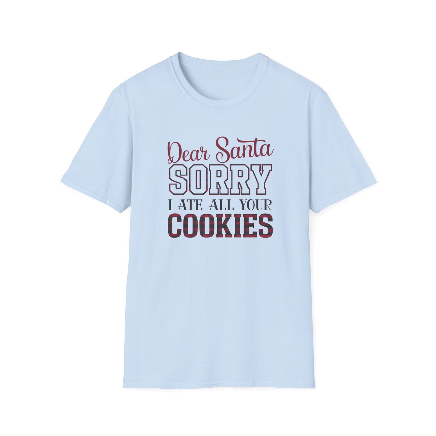 Funny Christmas T-Shirt, Unisex Softstyle Tee, Holiday Humor Gift, Santa Cookie Tee, Fun Gift for Him or Her, Seasonal Wear