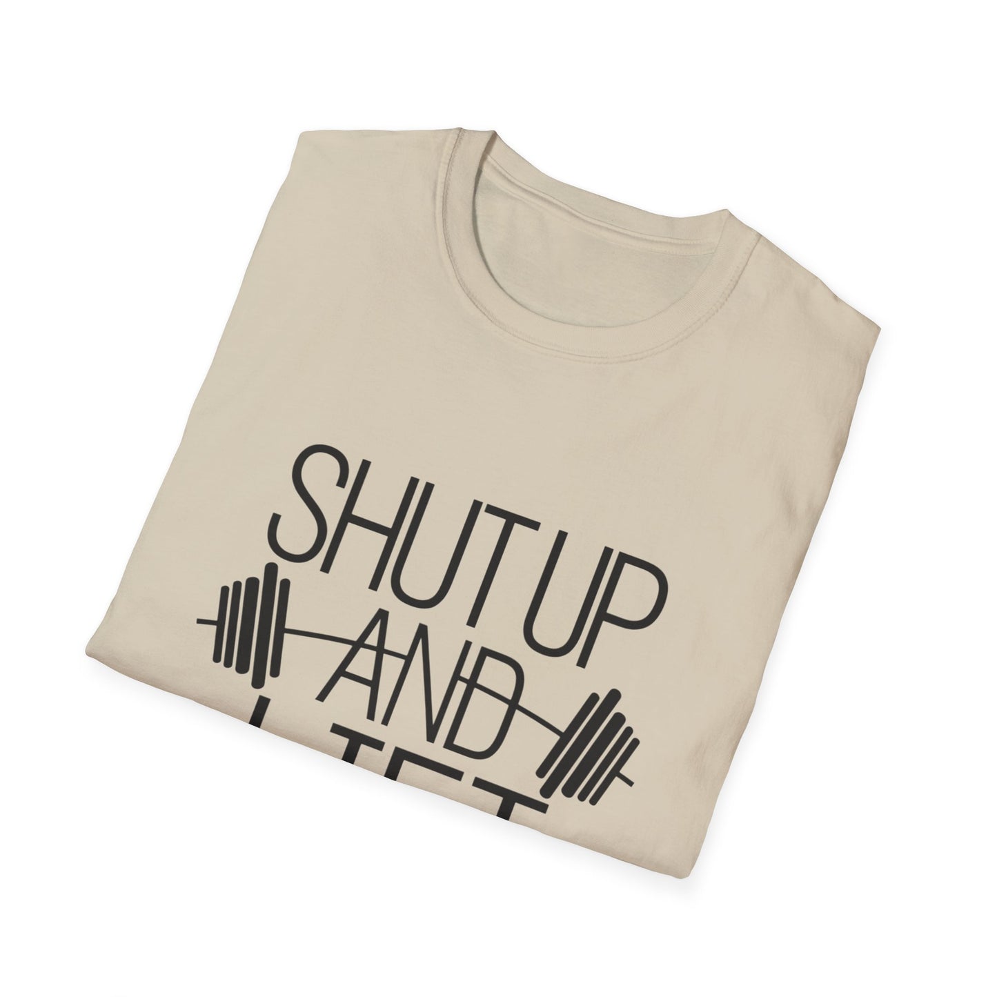 Fitness Motivation T-Shirt - "Shut Up and Lift" - Unisex Softstyle Tee for Gym Enthusiasts