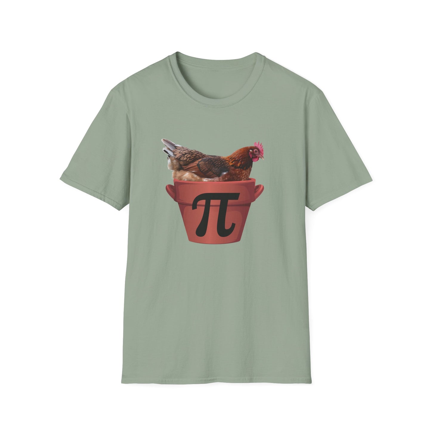 Funny Chicken Pi Unisex Softstyle T-Shirt - Quirky Math Humor Tee
