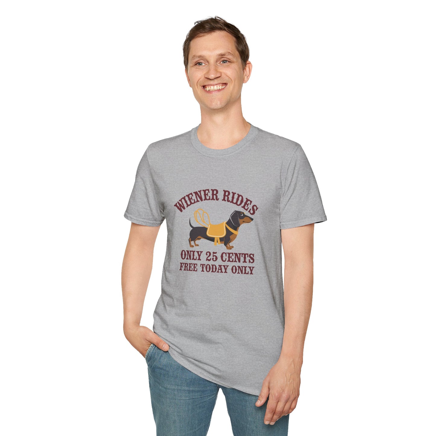 Humorous Wiener Rides Unisex T-Shirt - Fun Gift for Dog Lovers
