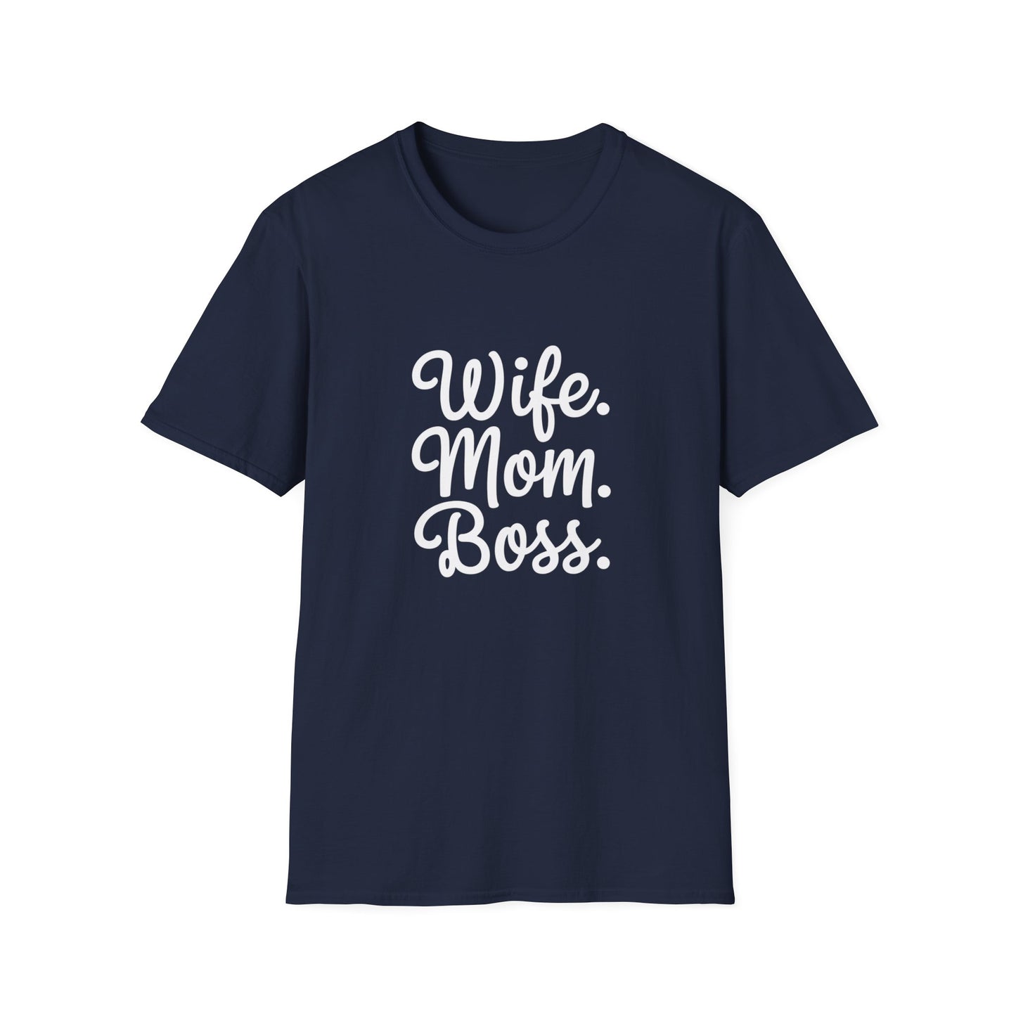 Wife Mom Boss T-Shirt | Unisex Softstyle Tee for Empowered Moms | Gift for Mother's Day, Birthday, Casual Wear, Everyday Life