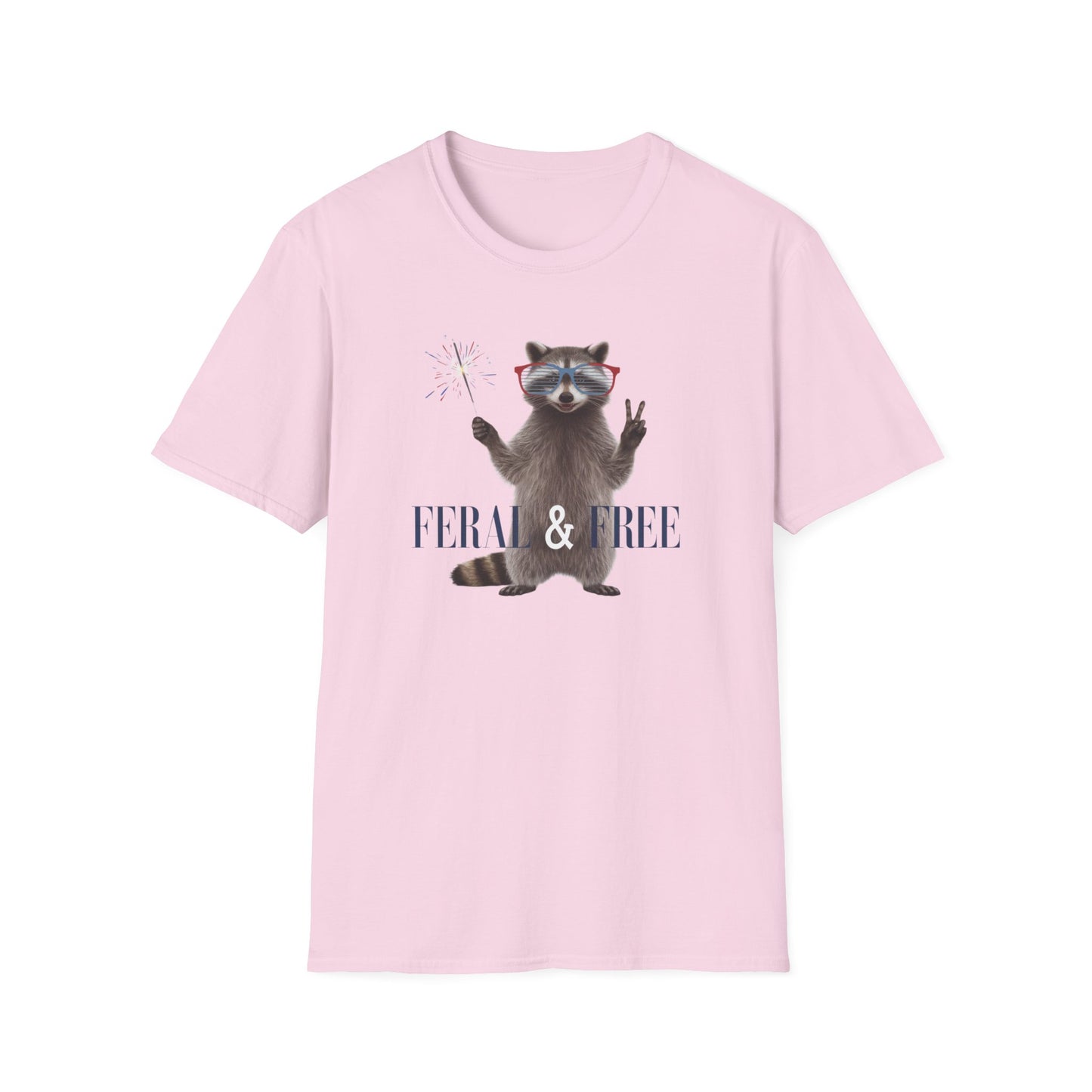 Feral & Free Raccoon Unisex Softstyle T-Shirt - Fun & Quirky Graphic Tee