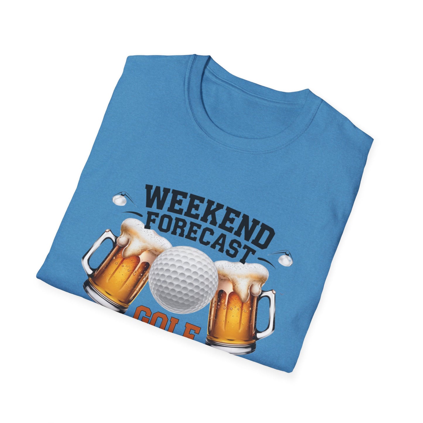 Weekend Forecast Golf Drinking T-Shirt | Unisex Softstyle Tee for Golf Lovers