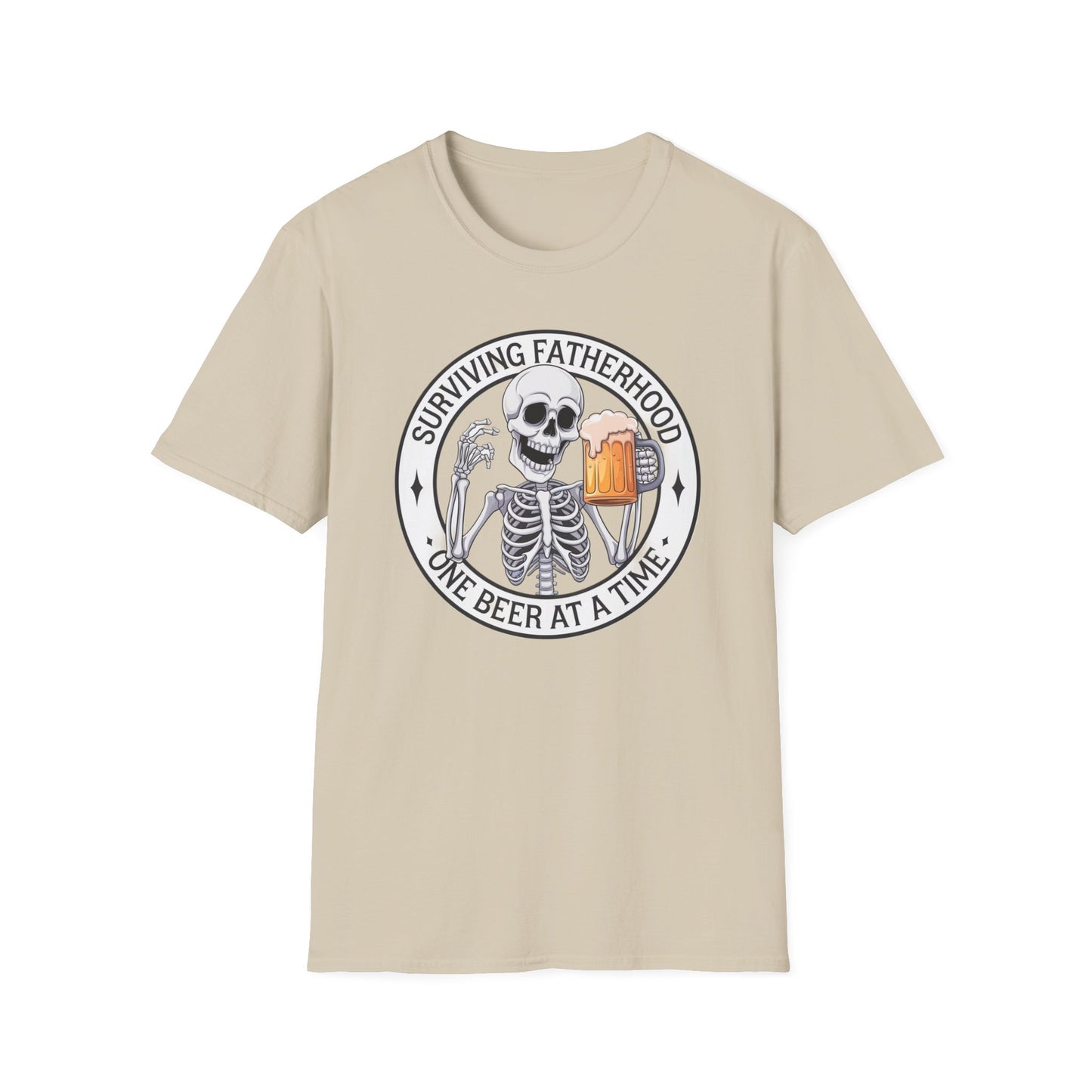 Surviving Fatherhood T-Shirt - Funny Gift for Dads, Halloween, Father's Day, Birthday, Skeleton Design