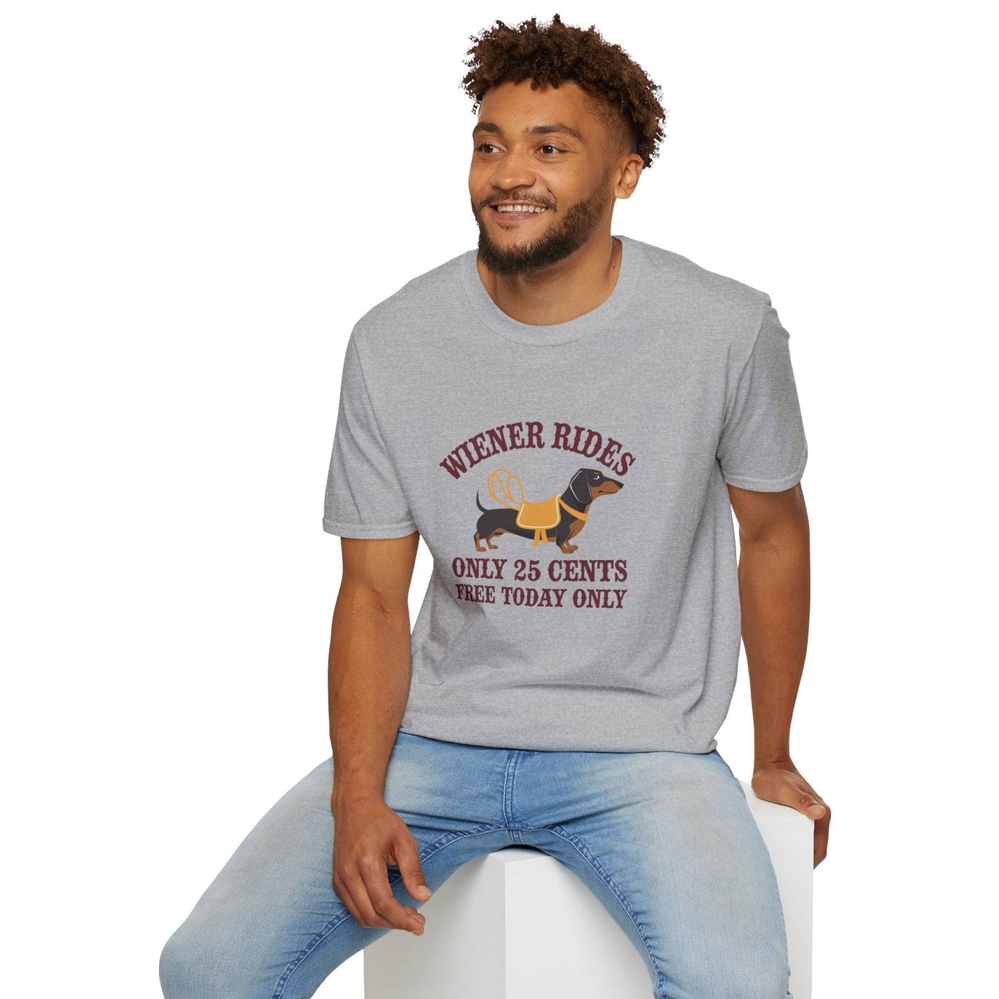 Humorous Wiener Rides Unisex T-Shirt - Fun Gift for Dog Lovers