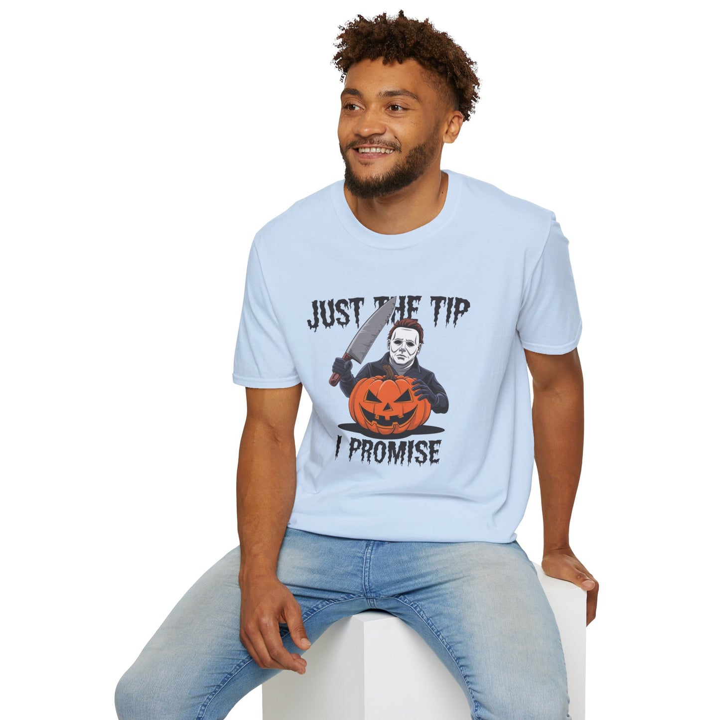 Funny Halloween T-Shirt, Unisex Graphic Tee, Halloween Costume, Pumpkin Carving Shirt, Trick or Treat Apparel, Just the Tip Design