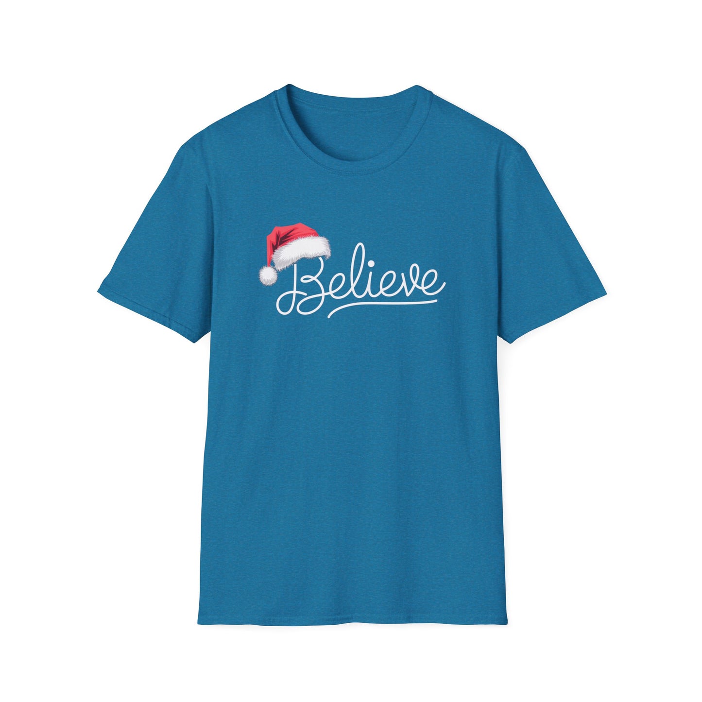 Believe Holiday T-Shirt, Unisex Christmas Tee, Santa Hat Apparel, Festive Graphic Tee, Gift for Him/Her, Holiday Celebrations