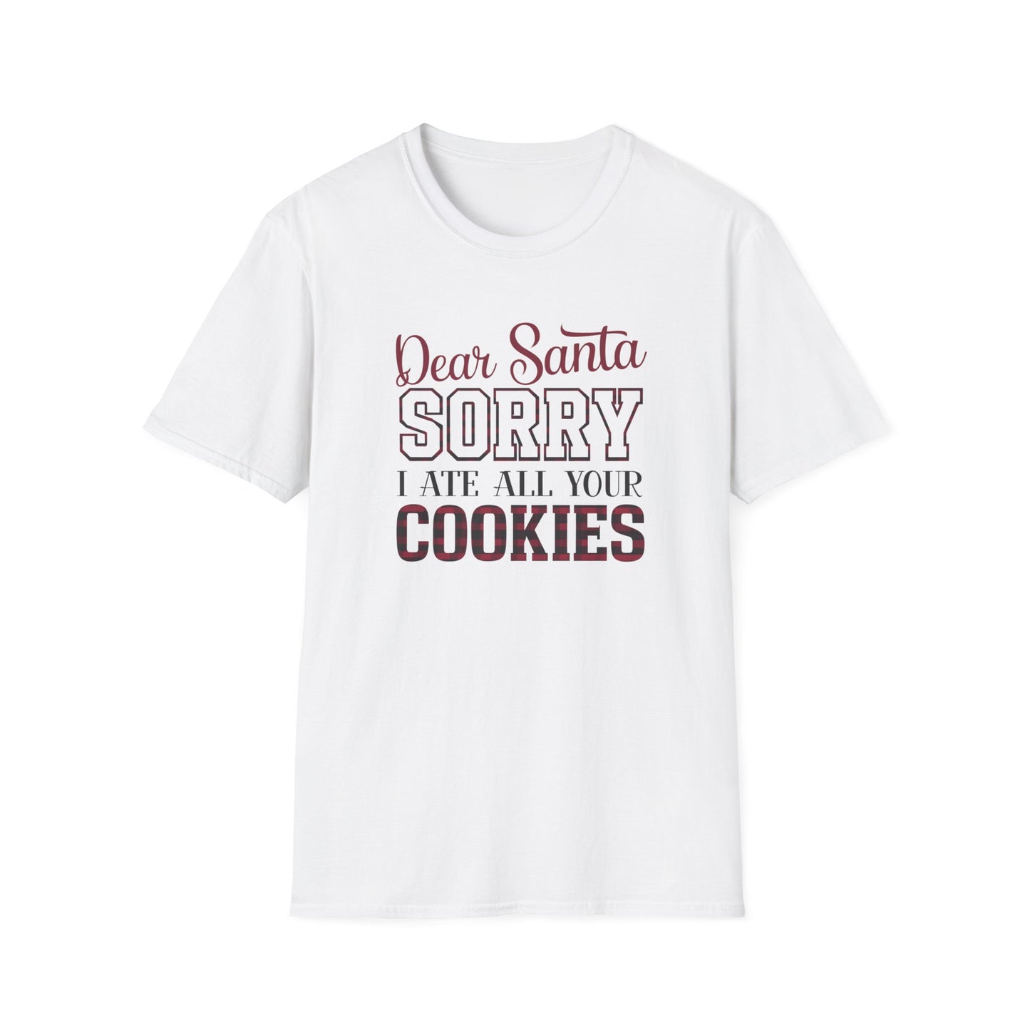 Funny Christmas T-Shirt, Unisex Softstyle Tee, Holiday Humor Gift, Santa Cookie Tee, Fun Gift for Him or Her, Seasonal Wear