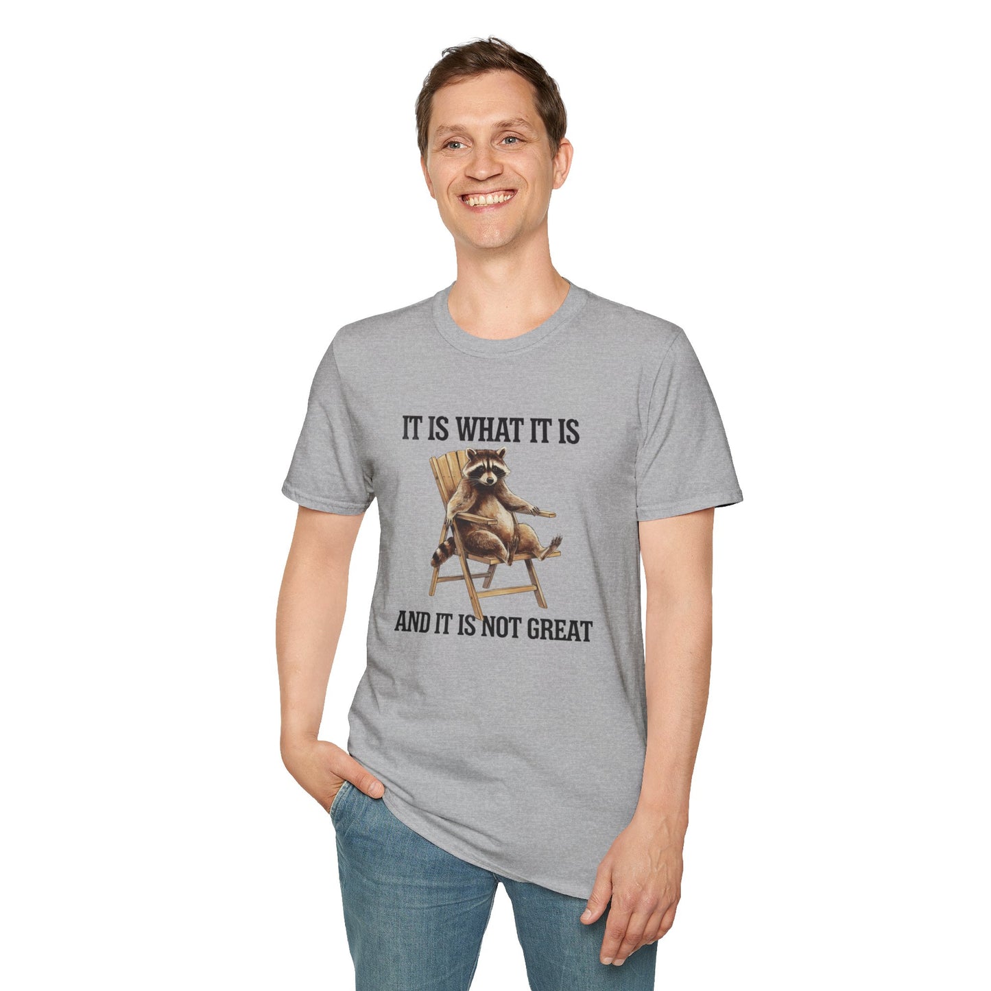 Funny Raccoon T-Shirt, Humorous Unisex Tee, Casual Wear, Gift for Friends, Relaxed Style, Everyday Humor, Animal Lover Shirt
