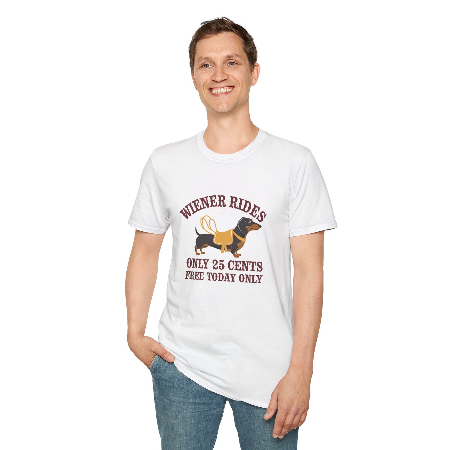 Humorous Wiener Rides Unisex T-Shirt - Fun Gift for Dog Lovers