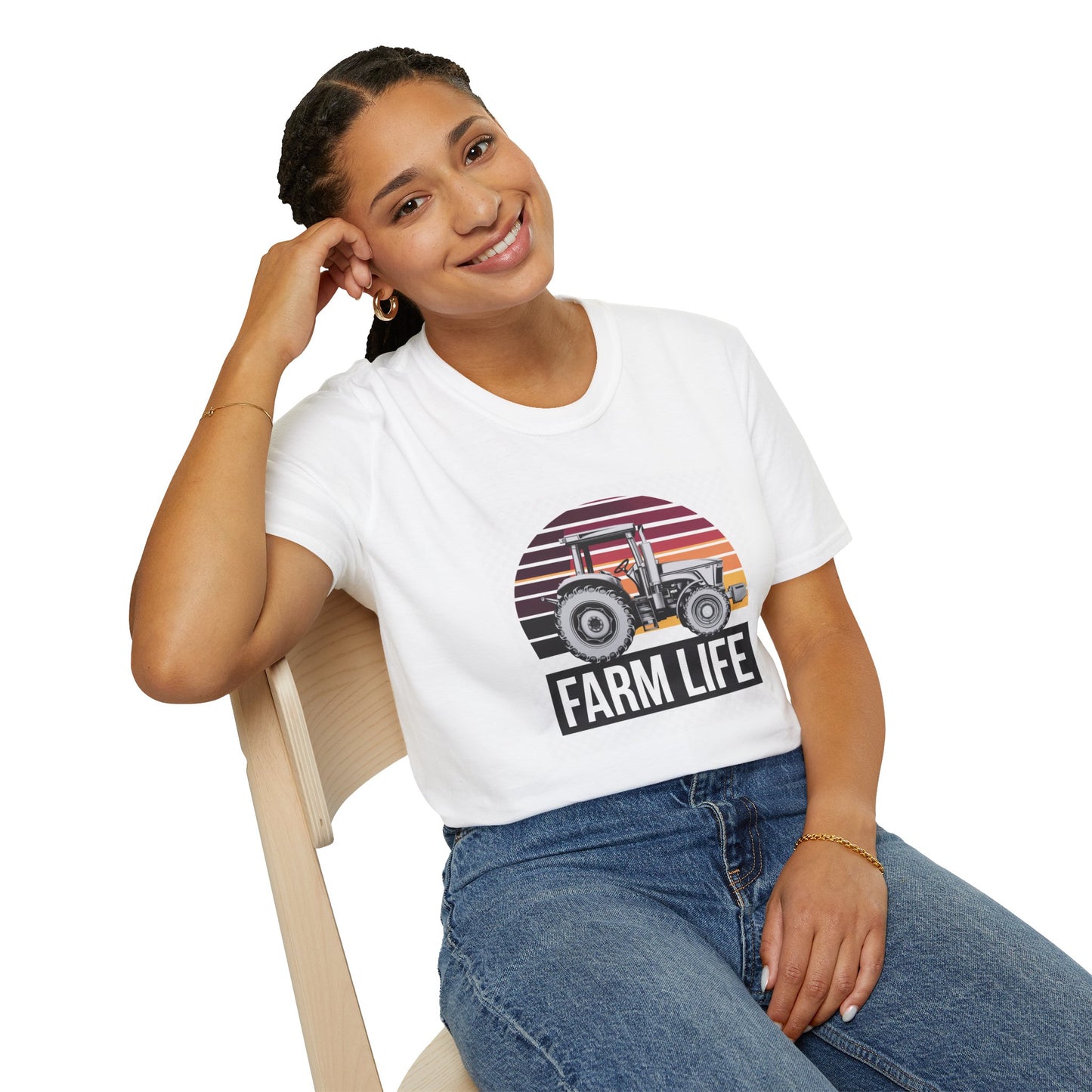 Farm Life Unisex Softstyle T-Shirt - Vintage Tractor Graphic Tee