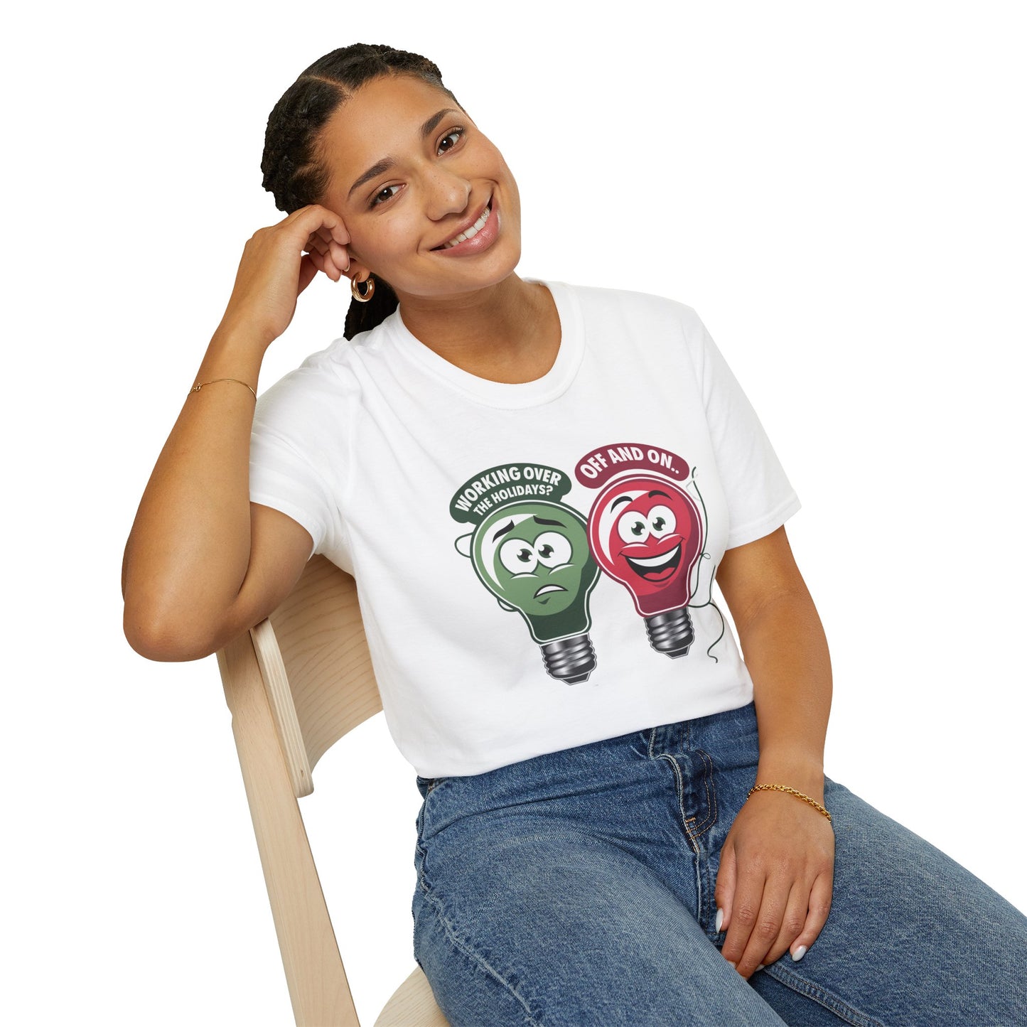 Fun Light Bulb Graphic T-Shirt, Quirky Gift for Dad, Humor Tee for Work, Perfect for Holidays, Unisex Softstyle Tee
