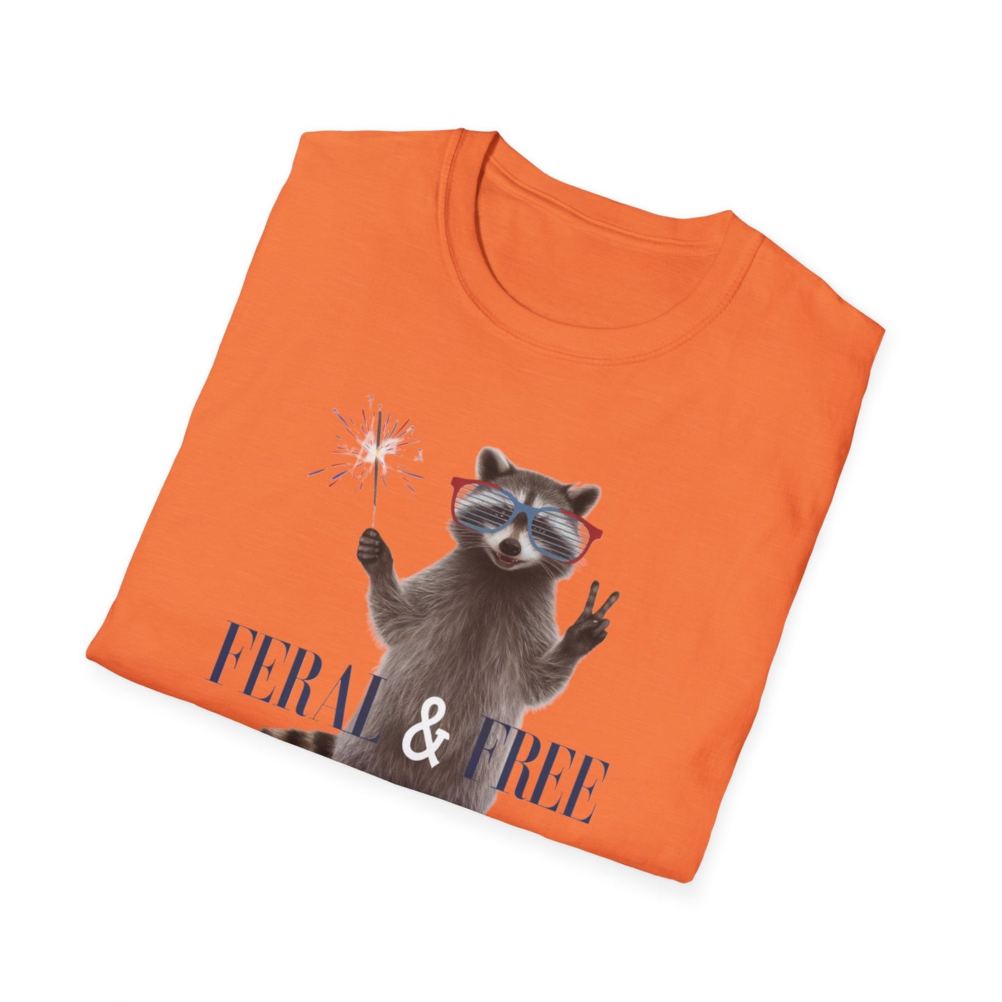Feral & Free Raccoon Unisex Softstyle T-Shirt - Fun & Quirky Graphic Tee